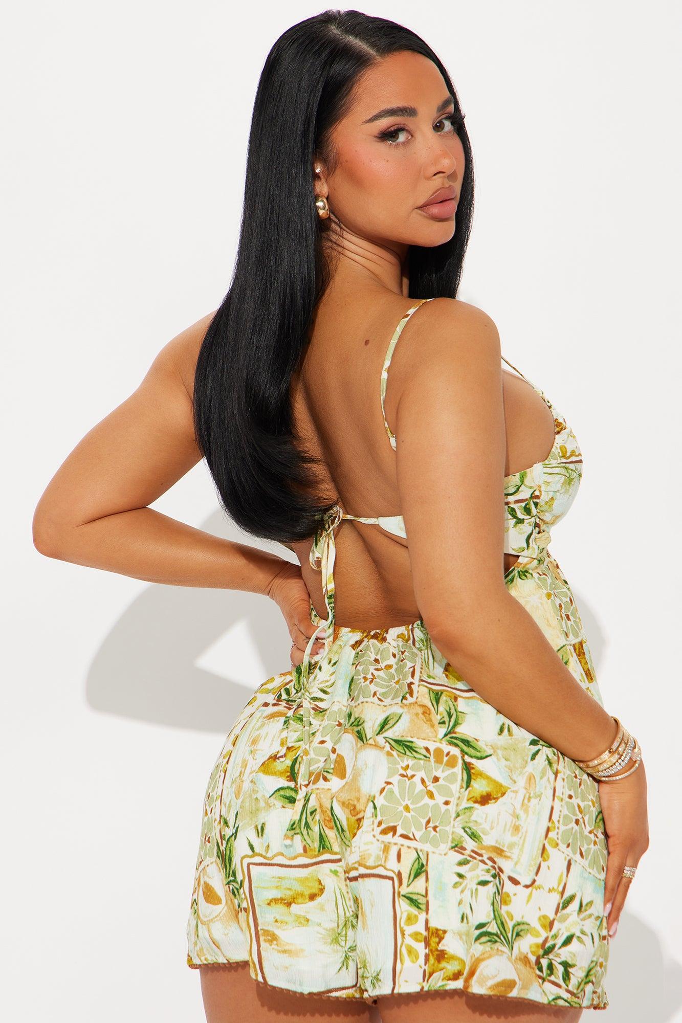 Italian Coastal Summer Romper - Green/combo Product Image