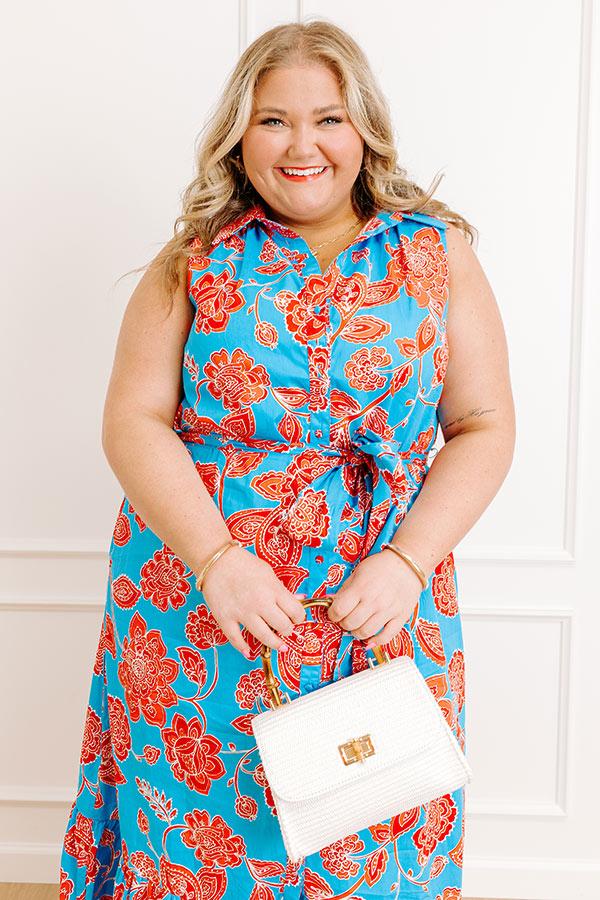 Boardwalk Stroll Floral Maxi Dress in Blue Curves Product Image