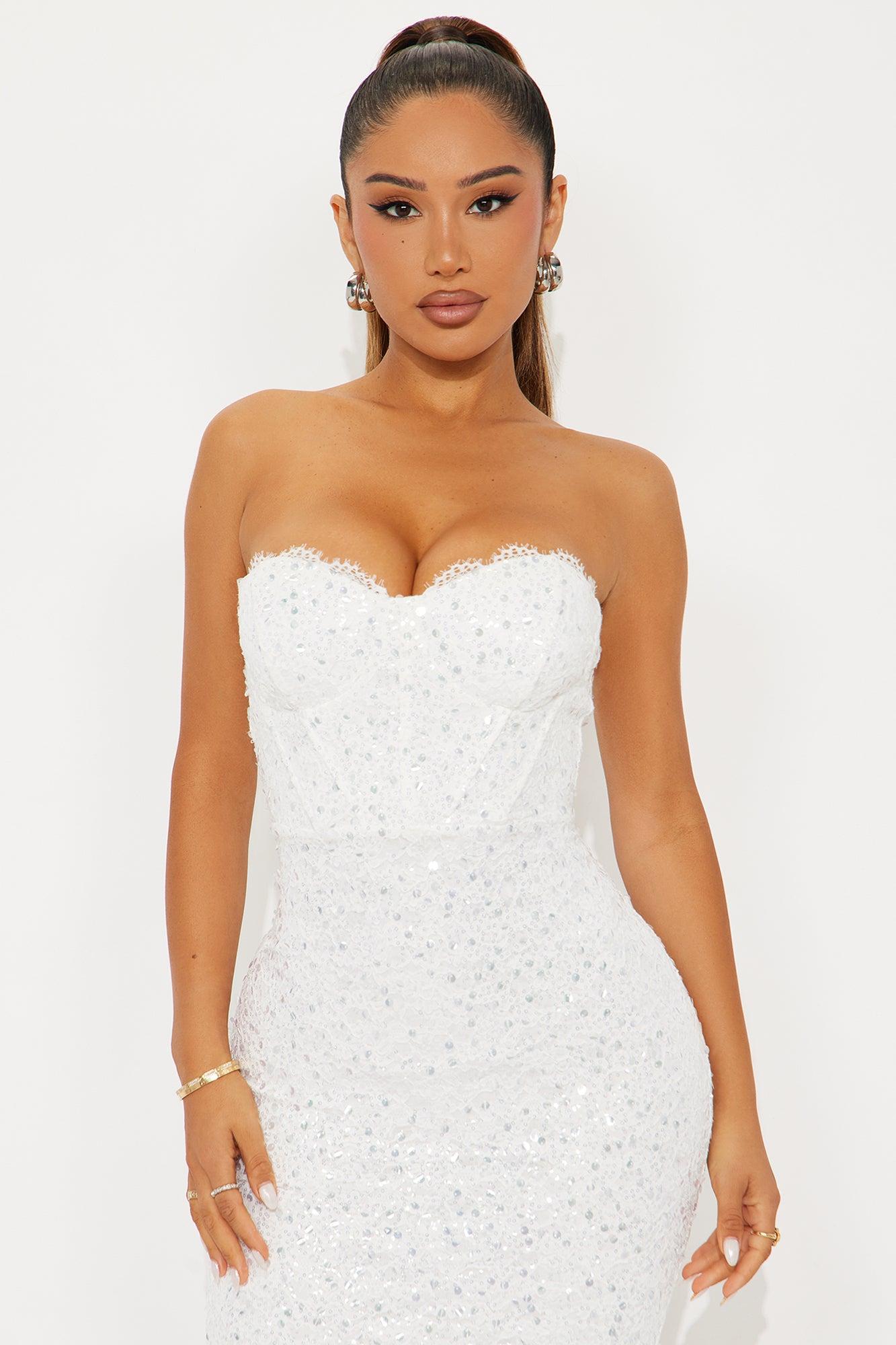 Jenny Sequin Midi Dress - White Female Product Image