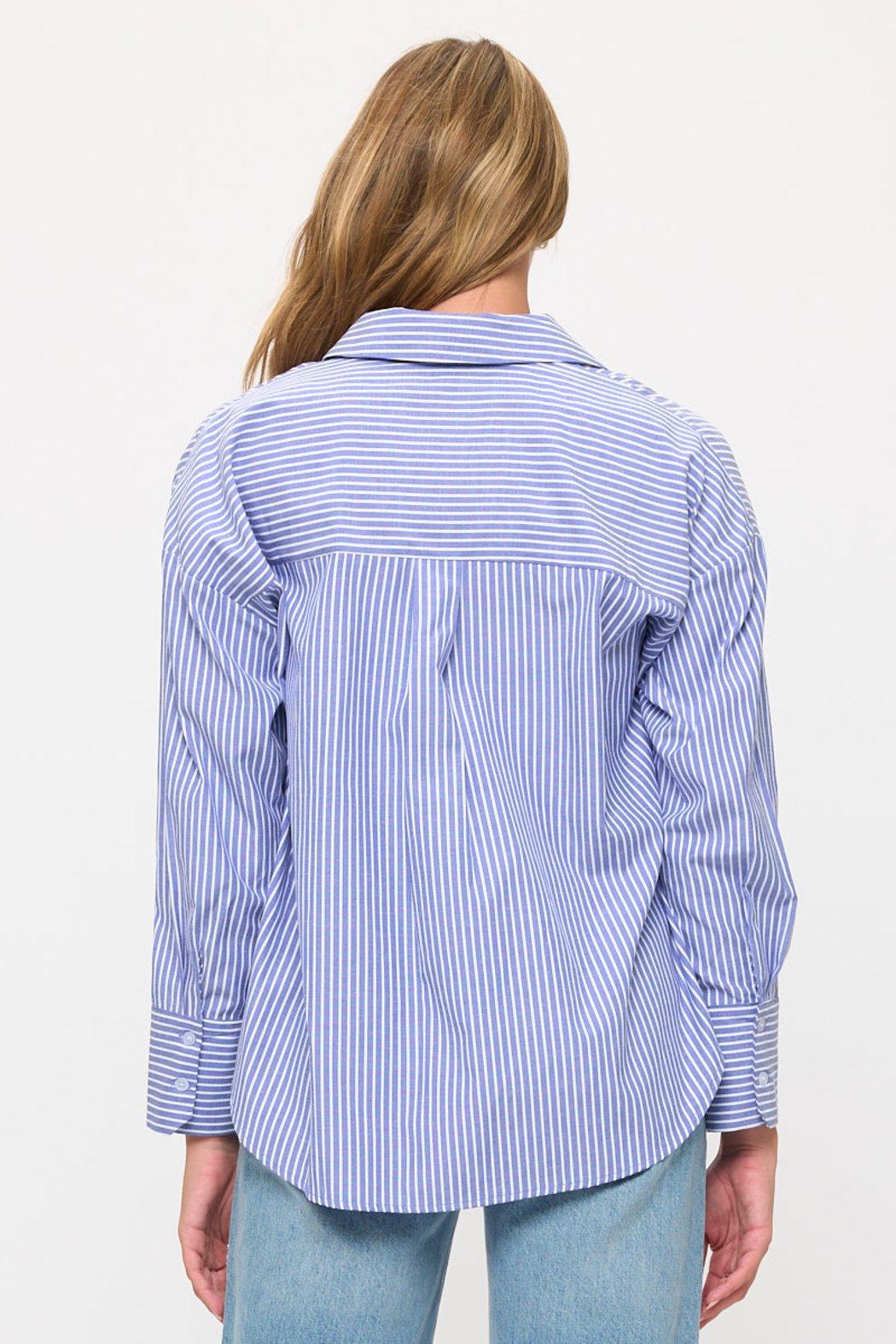 Relaxed Striped Button-Down Shirt Blouse Product Image