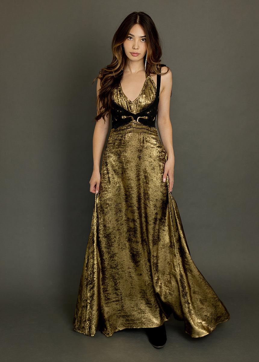 Monroe Dress in Metallic Bronze Female Product Image