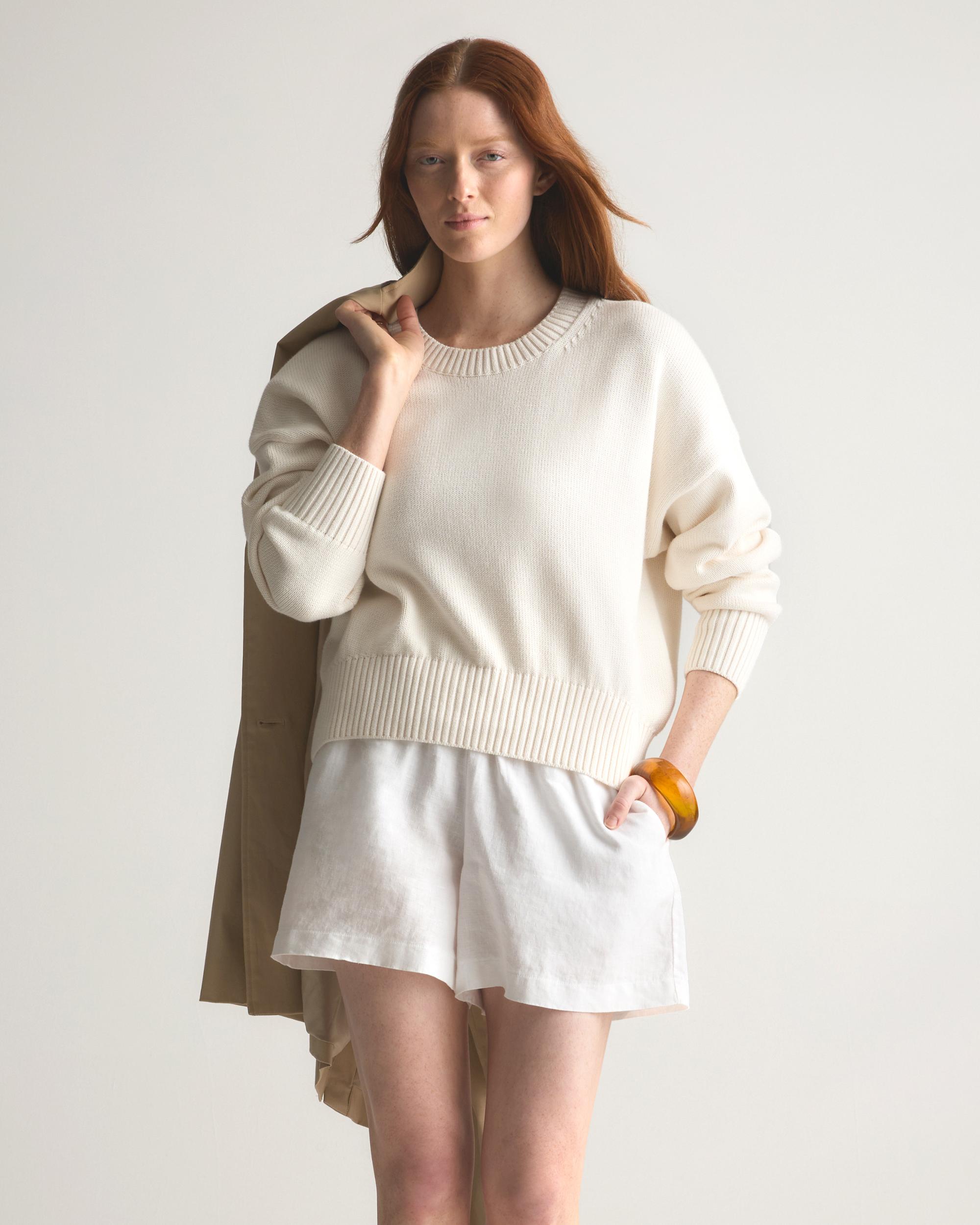 Quince | Women's Boyfriend Crewneck Sweater Size XS, Organic Cotton Product Image