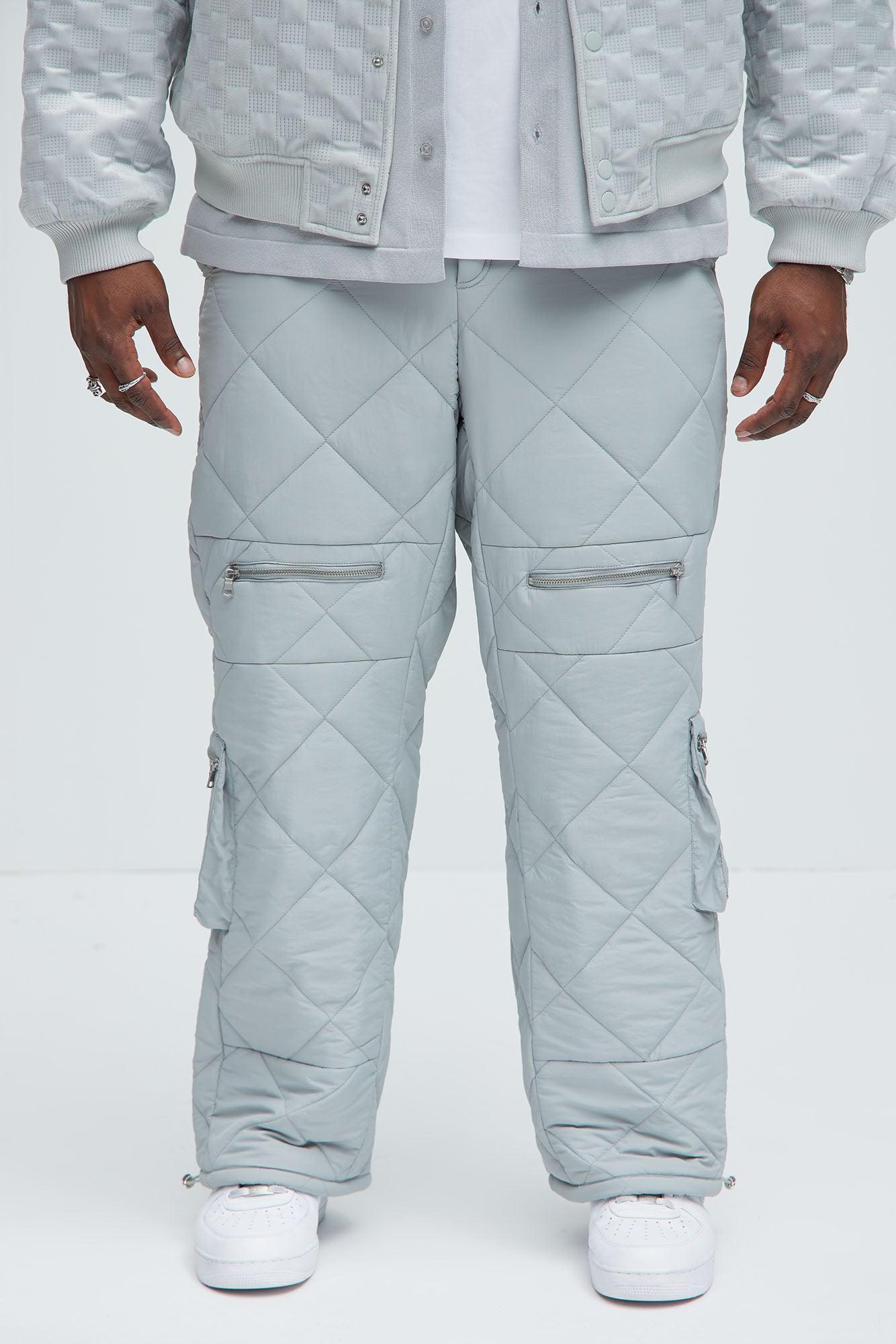 Dayton Straight Quilted Cargo Pants - Grey Product Image