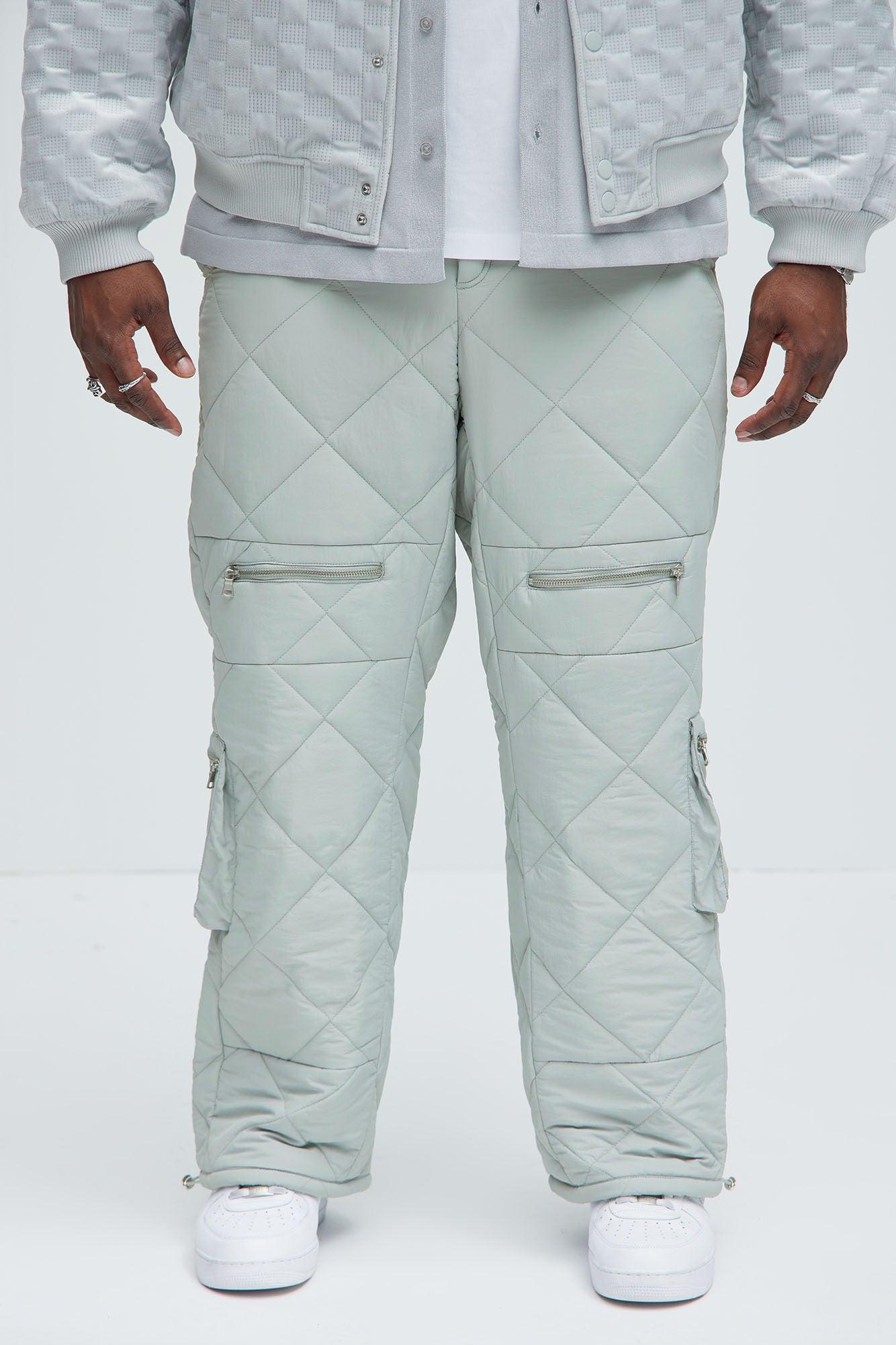 Dayton Straight Quilted Cargo Pants - Grey Product Image