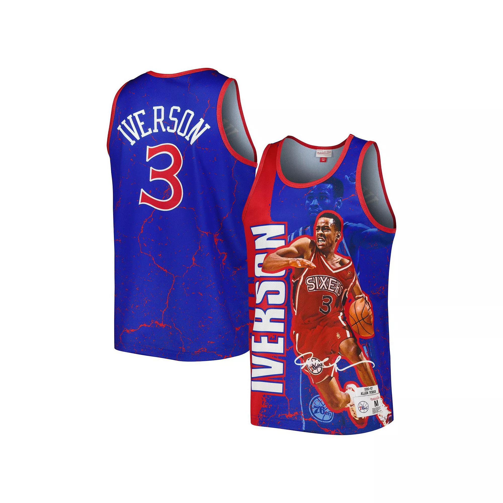 Men's Mitchell & Ness Allen Iverson Royal Philadelphia 76ers 1996-97 Hardwood Classics Player Burst Tank Top, Size: XL, 76r Blue Product Image