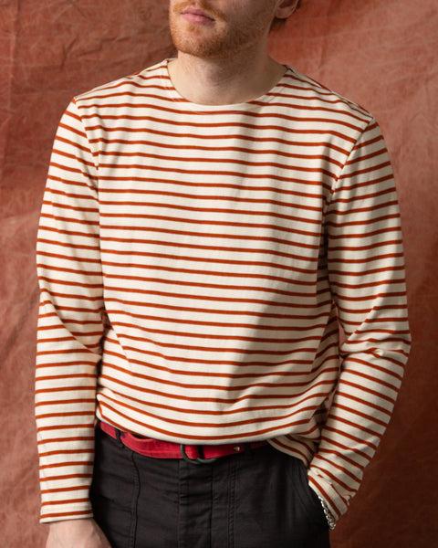 Men’s Breton Stripe Boatneck Tee in Off White/Acorn Product Image