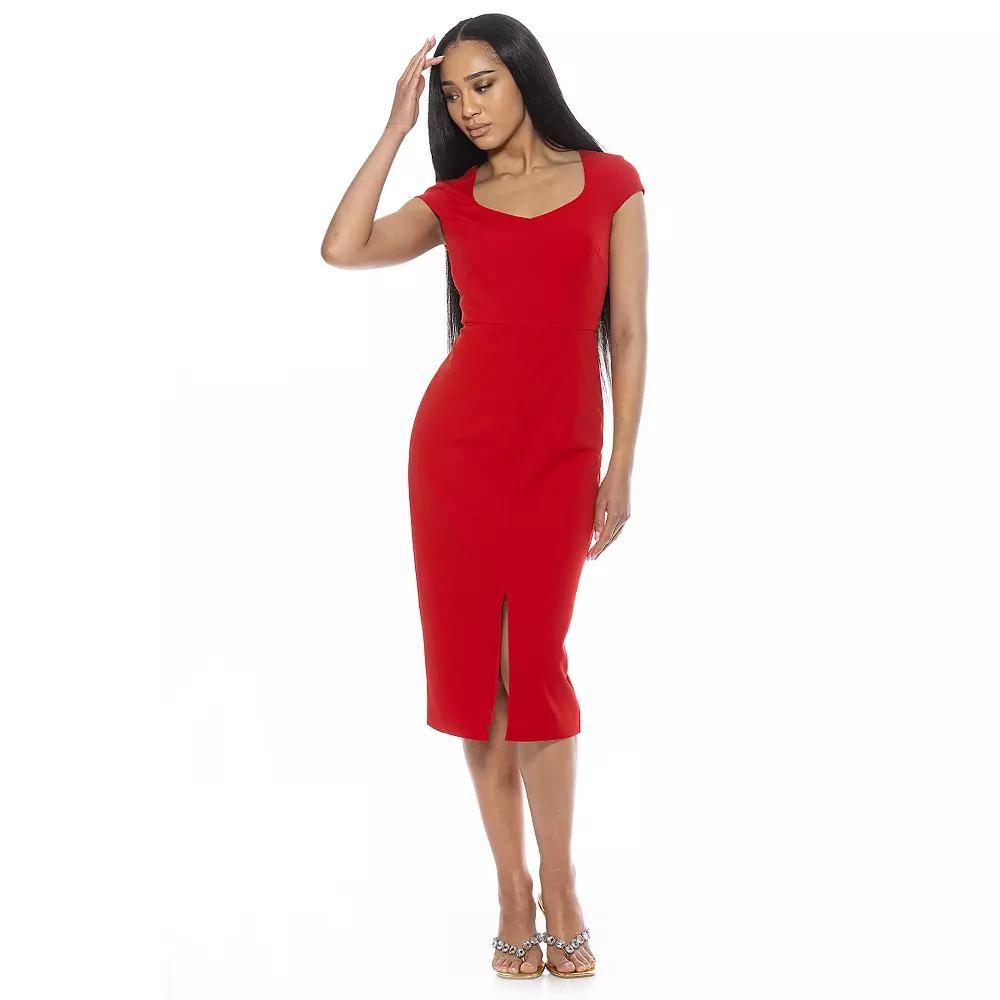 Women's ALEXIA ADMOR Gia Sweetheart Cap Sleeve Front Slit Dress,  Product Image