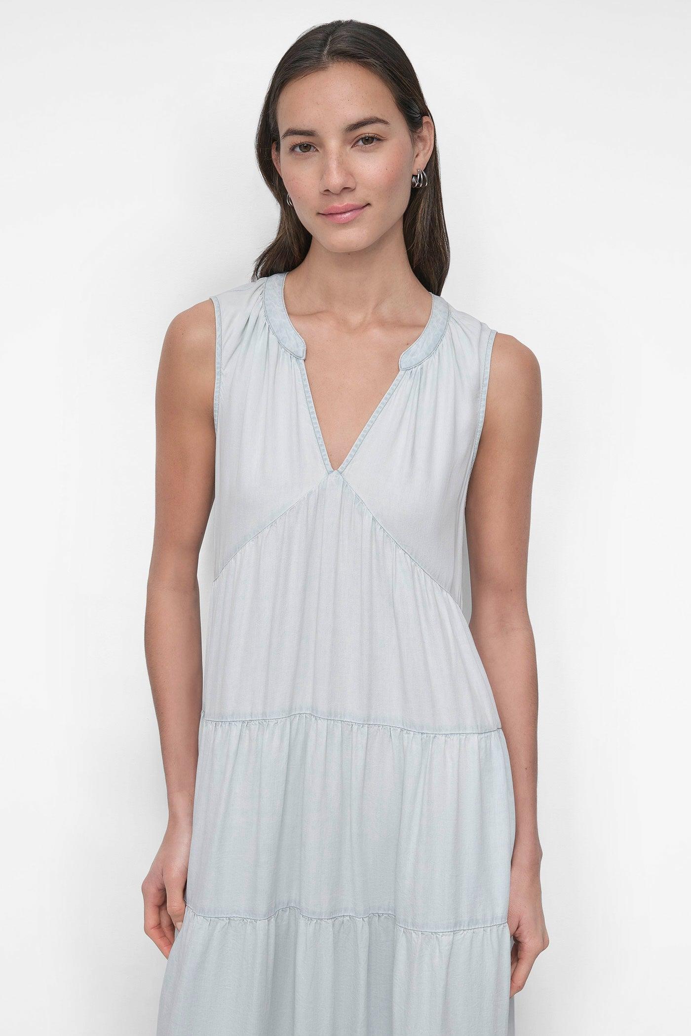 TENCEL TIERED MIDI SWING DRESS Product Image
