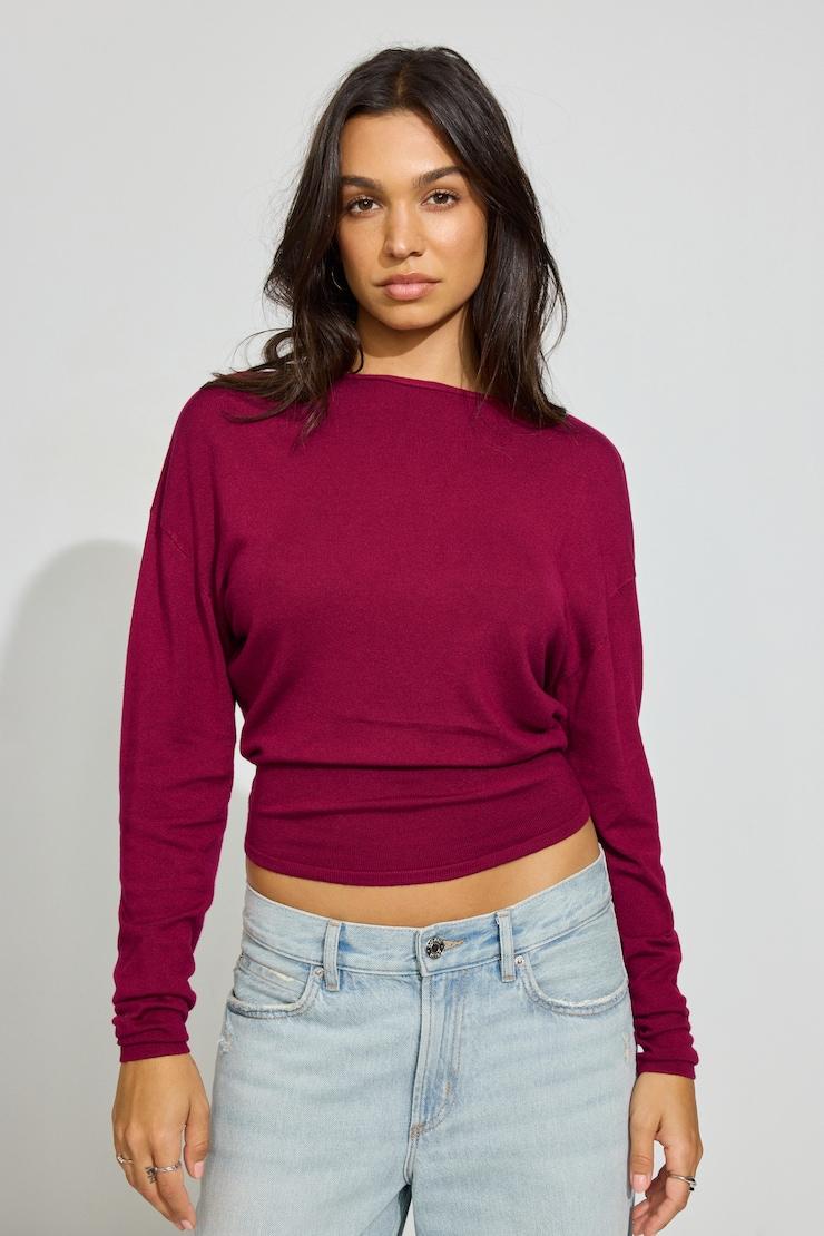 Sleek Crewneck Long Sleeve Top Product Image