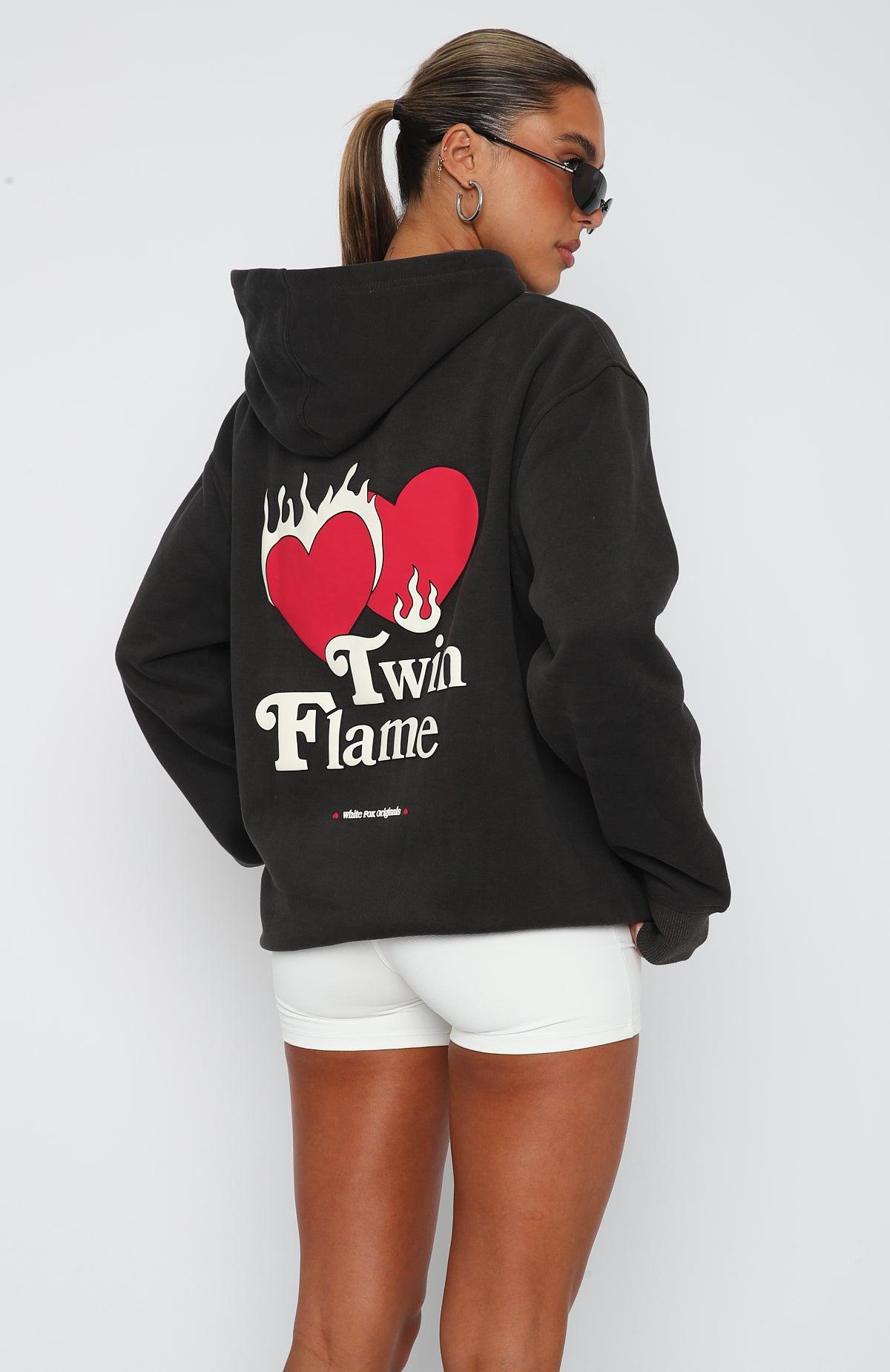 Twin Flame Oversized Hoodie Charcoal Product Image