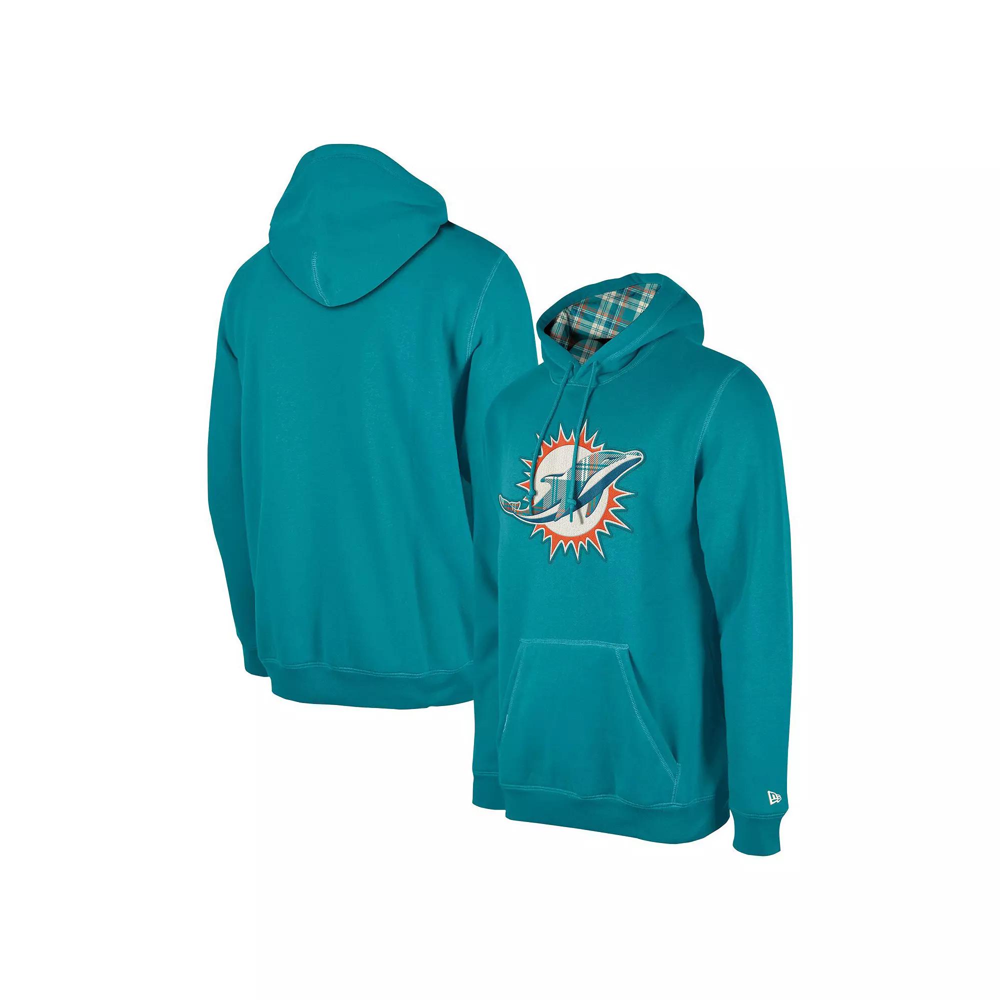 Men's New Era Teal Miami Dolphins 3rd Down Plaid Pullover Hoodie, Size: Small, Blue Product Image