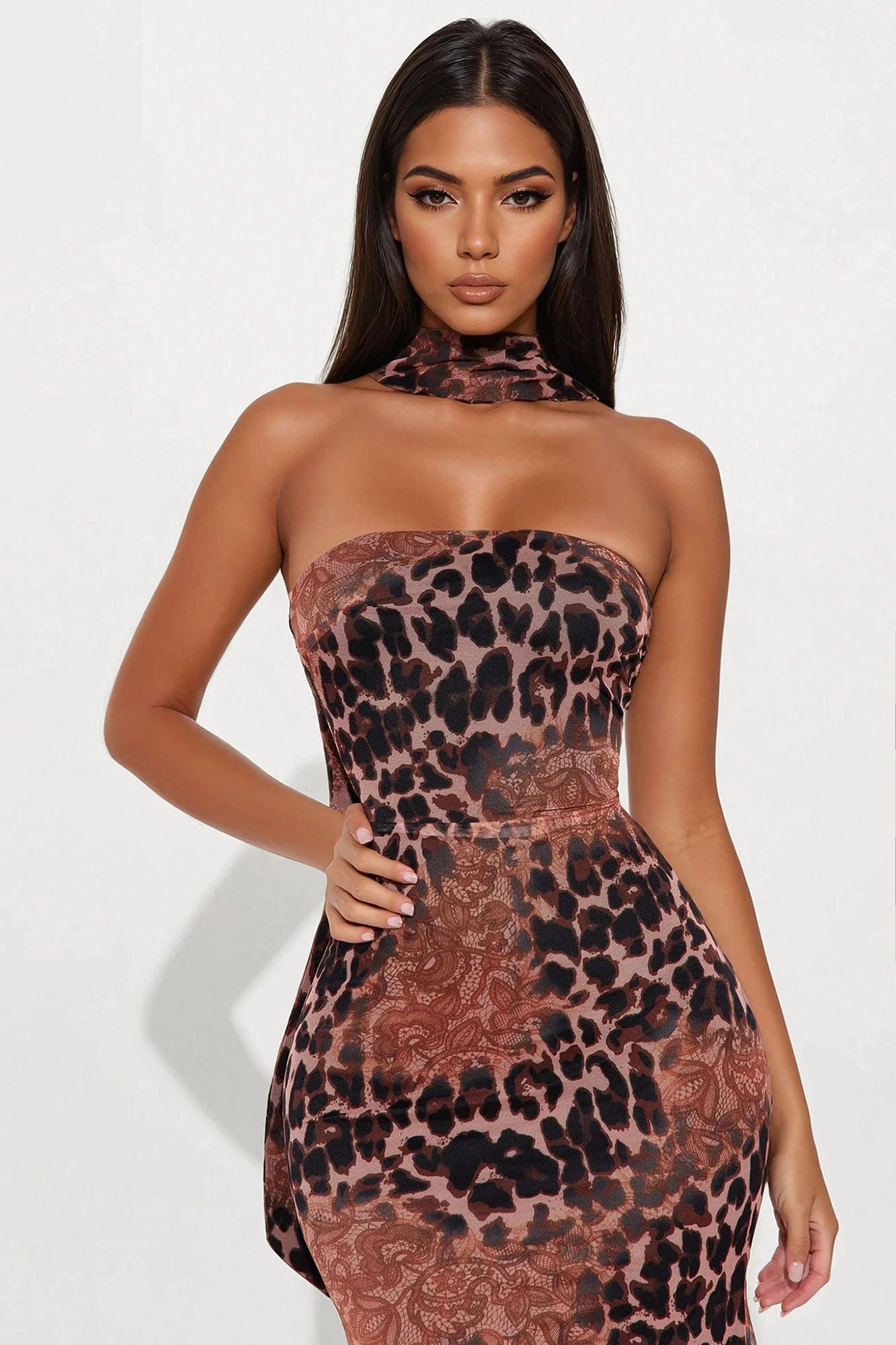 Dramatic Effect Leopard Mesh Maxi Dress - Leopard Product Image