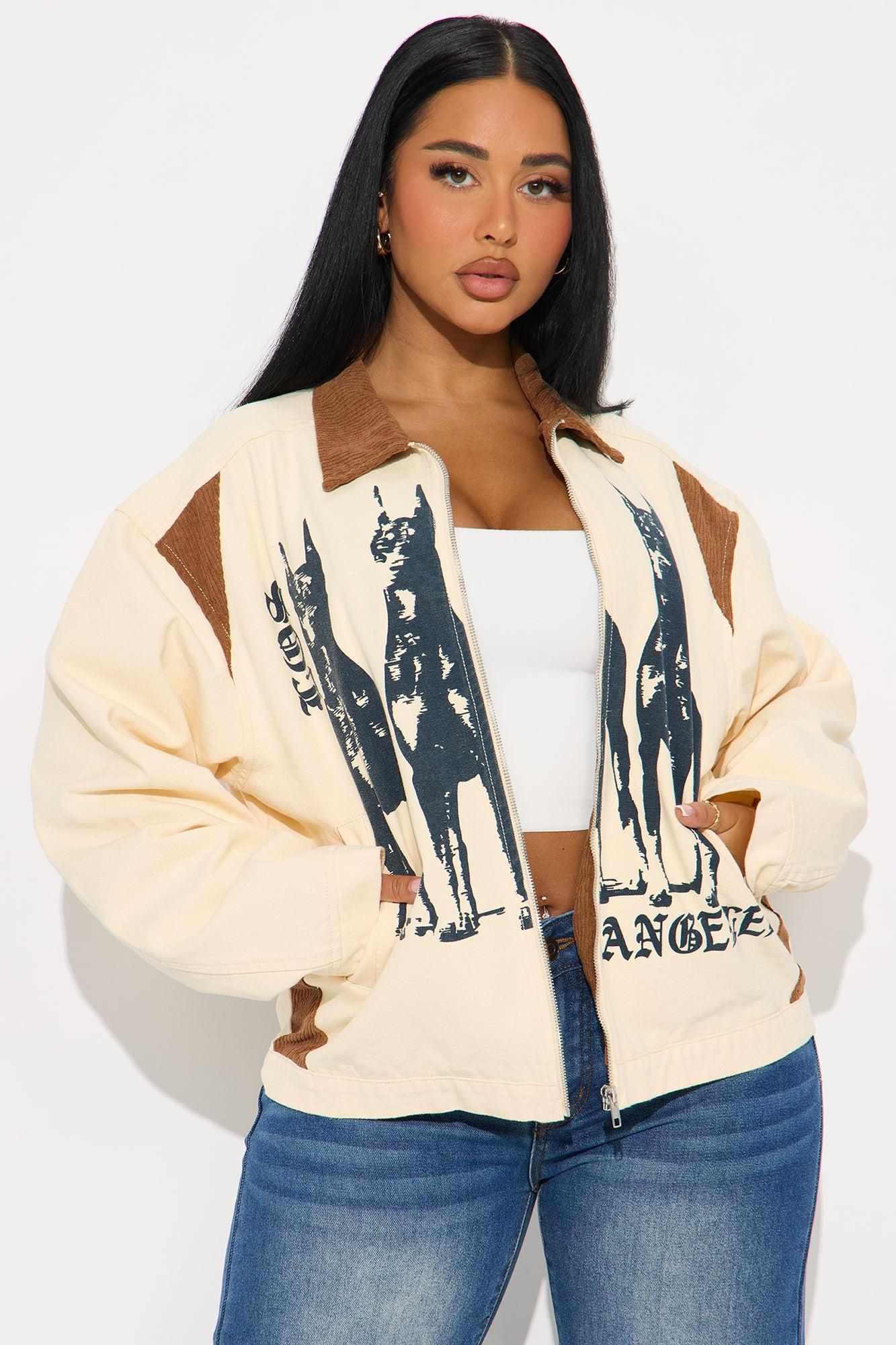 In The Dog House Trucker Jacket - Khaki Female Product Image