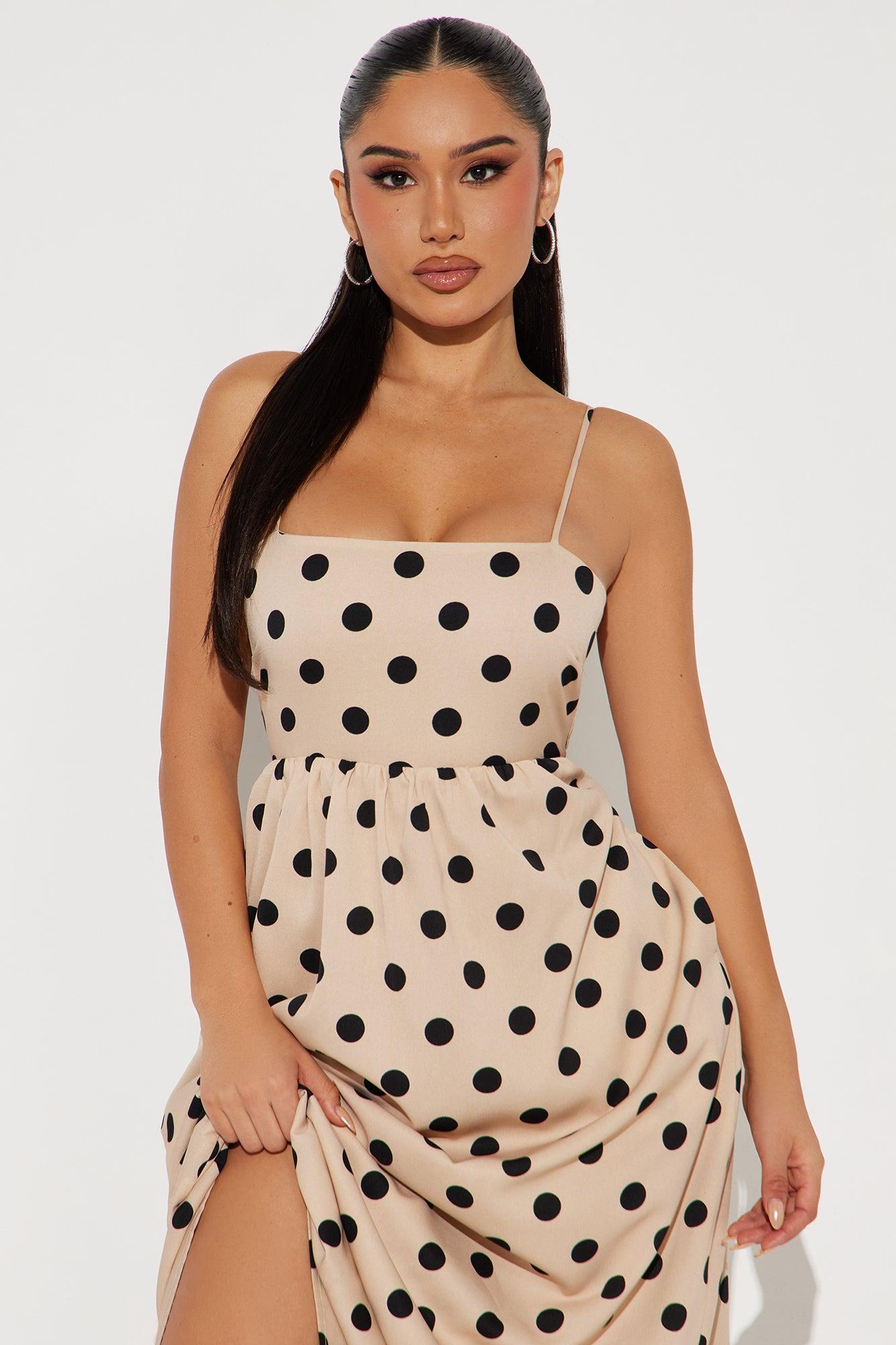 Maya Polka Dot Maxi Dress - Taupe/combo Product Image