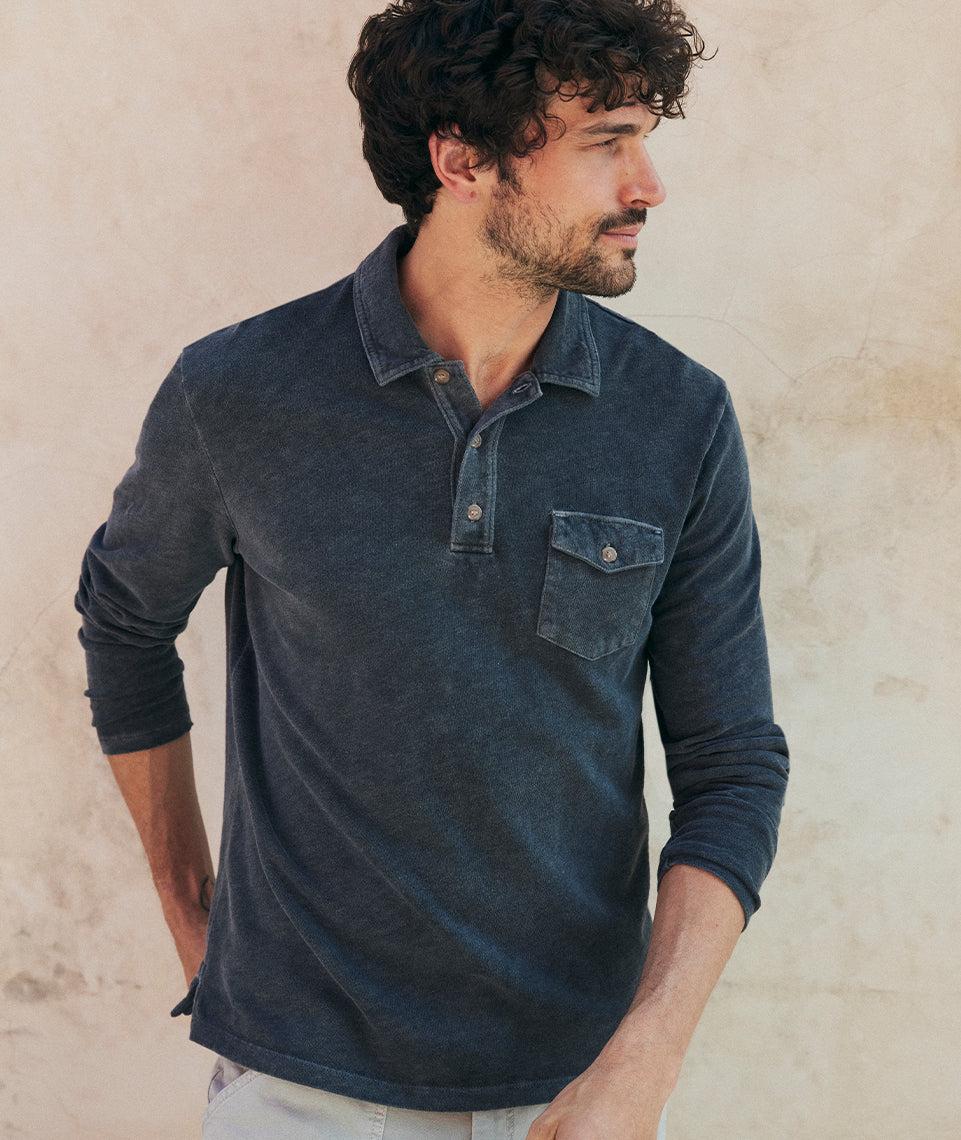 Vintage Heavy Slub Long Sleeve Polo Product Image