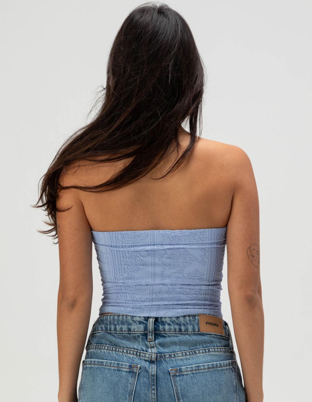 FULL TILT Tapestry Texture Womens Tube Top - BLUE Product Image