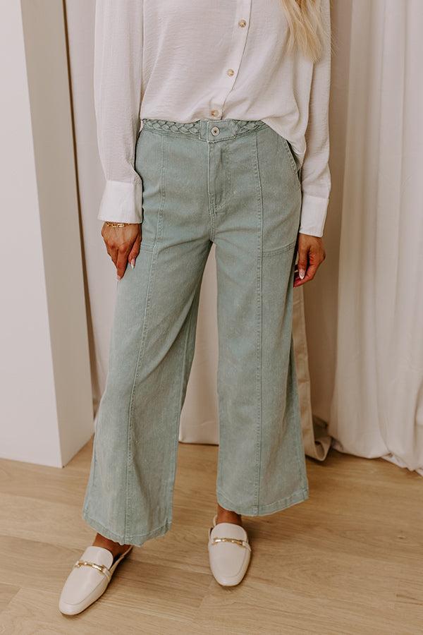 The Julie High Waist Wide Leg Jean in Sage Product Image