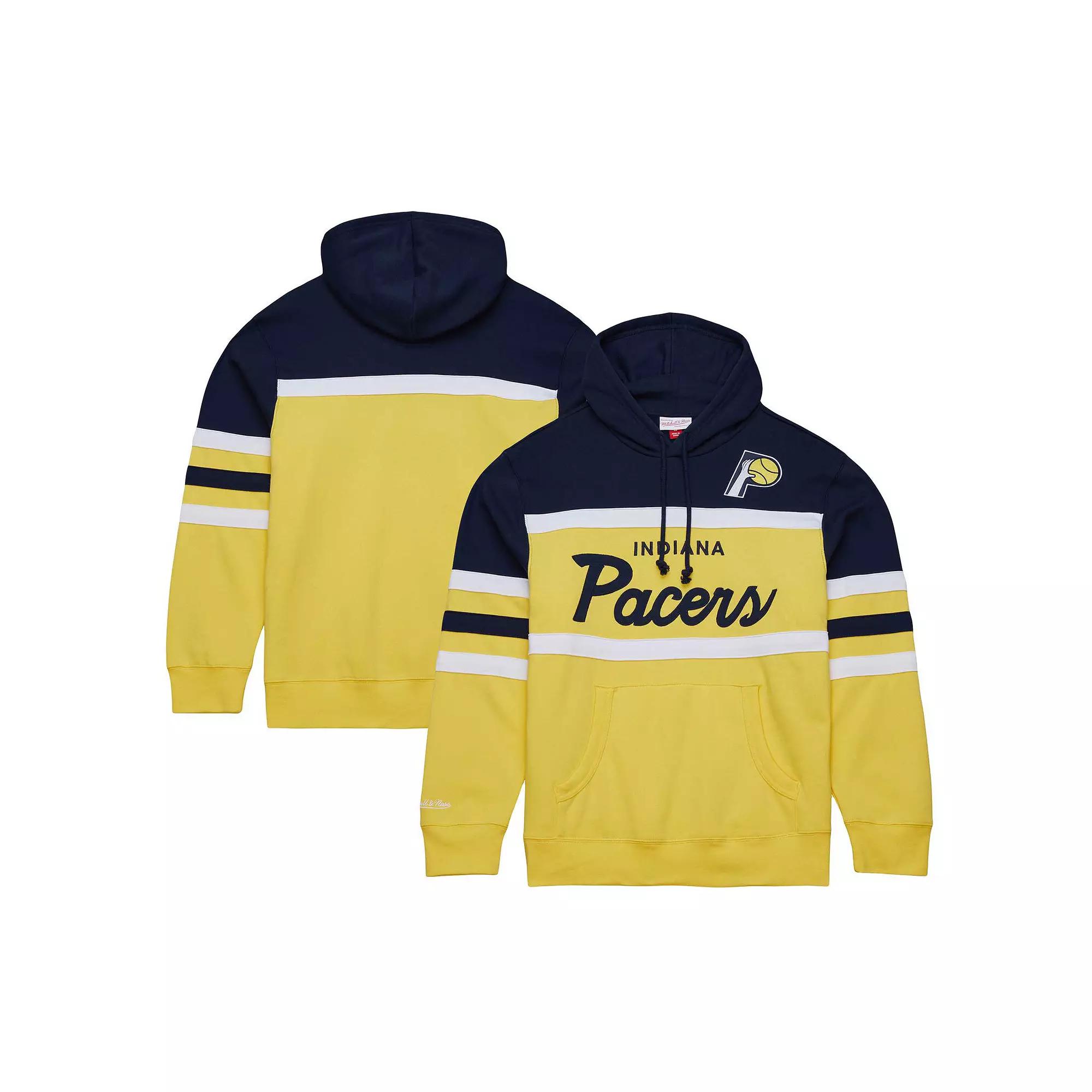 Men's Mitchell & Ness Navy/Gold Indiana Pacers Head Coach Pullover Hoodie, Size: Medium, Blue Product Image