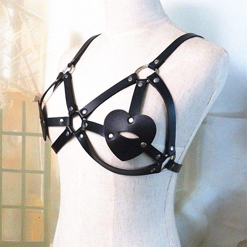Heart Faux Leather Body Harness Lingerie Costume Product Image