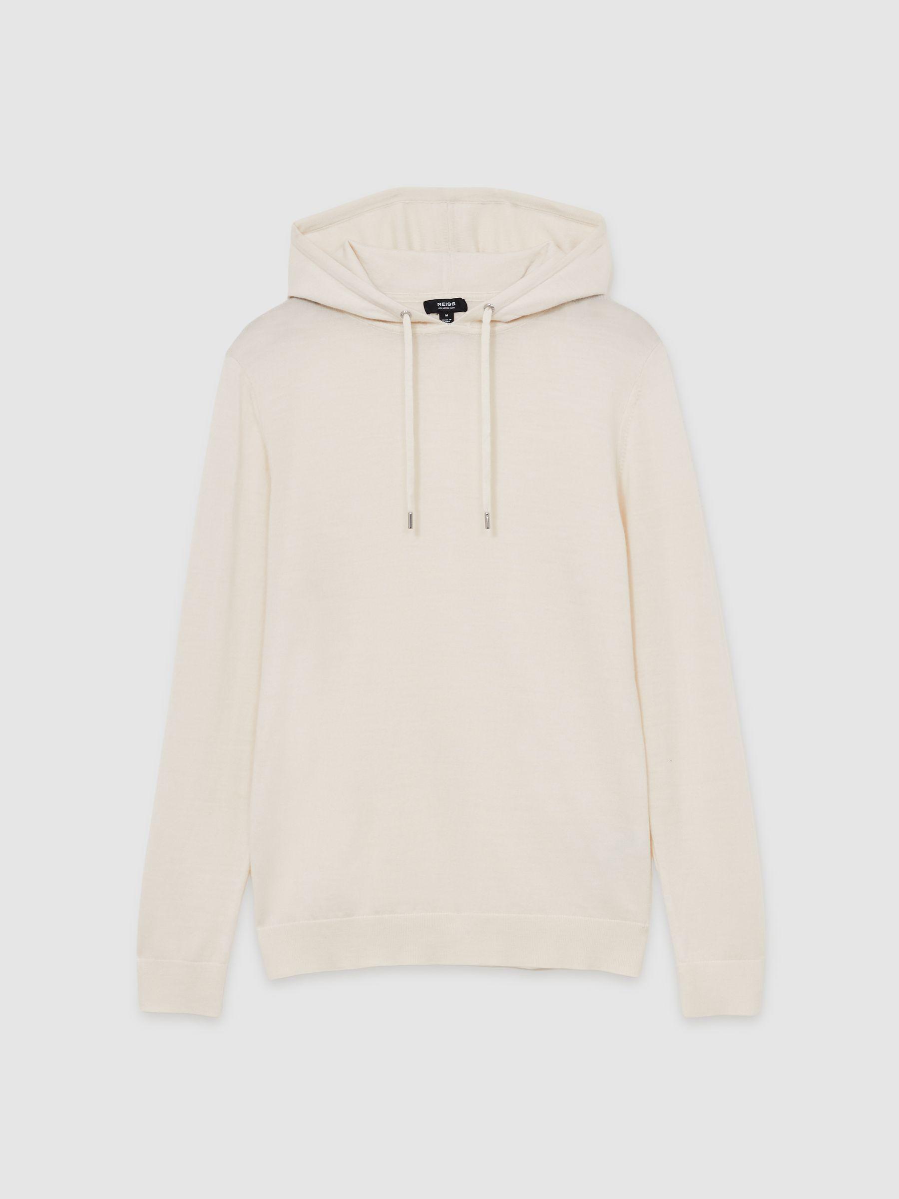 Merino Wool Drawstring Hoodie in Snow White Product Image