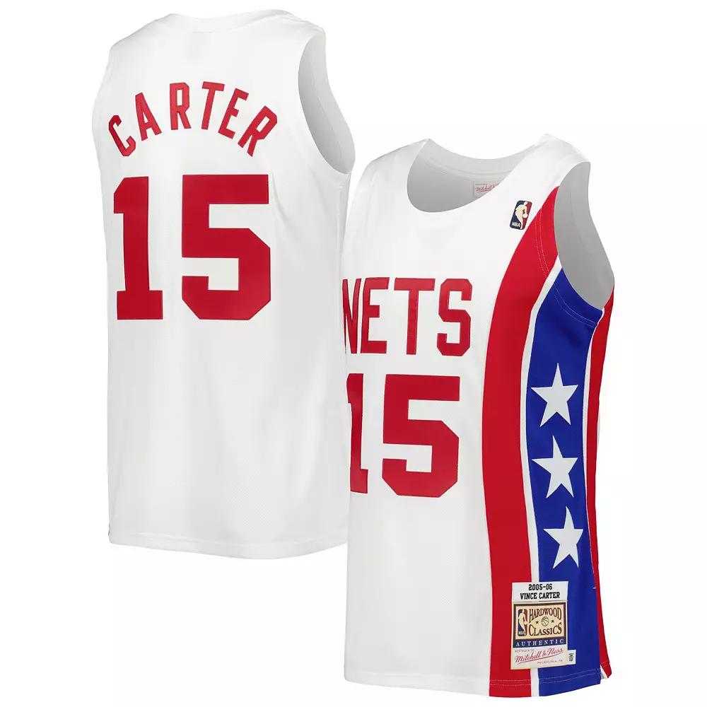 Men's Mitchell & Ness Vince Carter White New Jersey Nets 2005-06 Hardwood Classics Swingman Jersey, Size: Large, Nba White Product Image