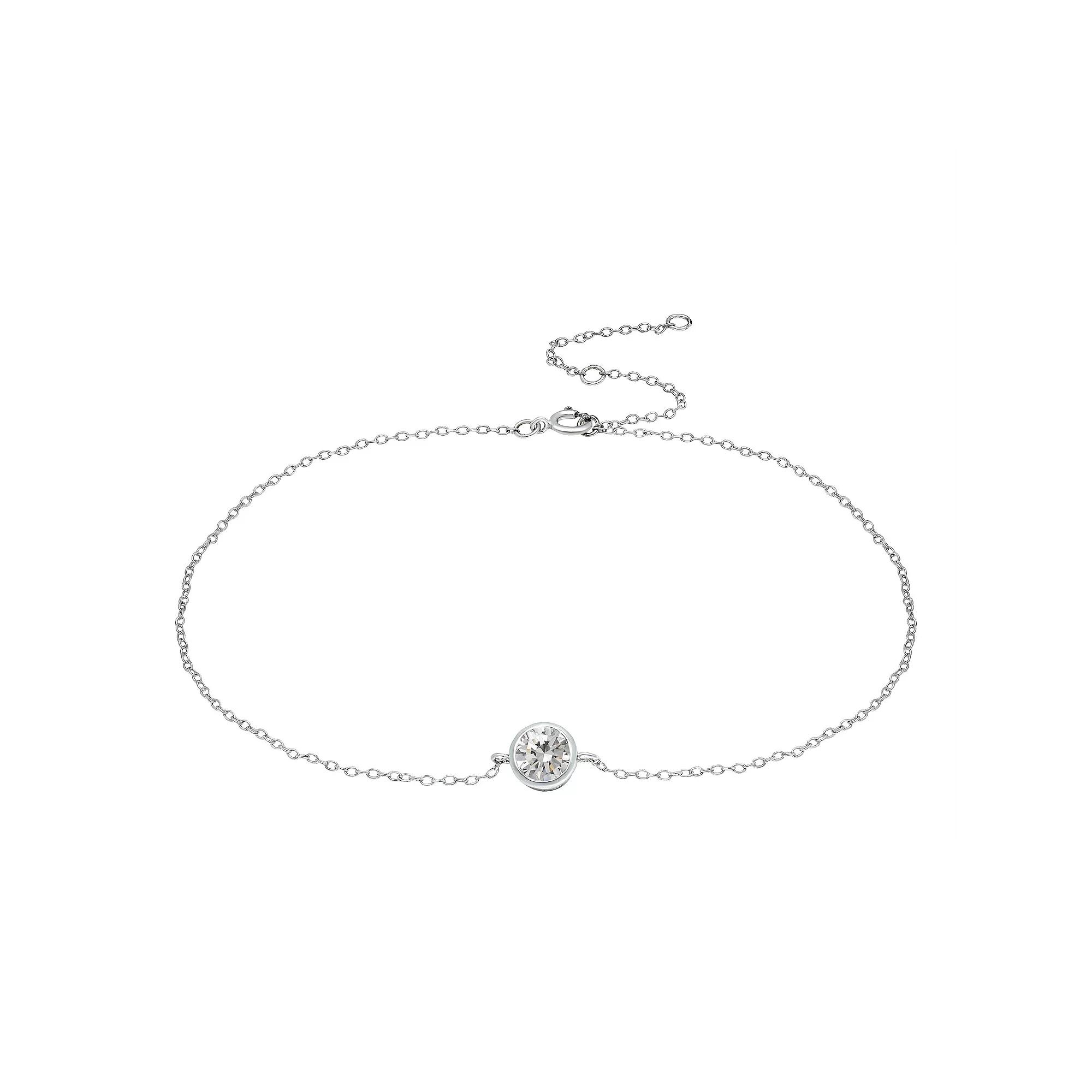 Aleure Precioso Sterling Silver Gemstone Bezel Set Station Anklet, Women's, Size: 9", Blue Product Image