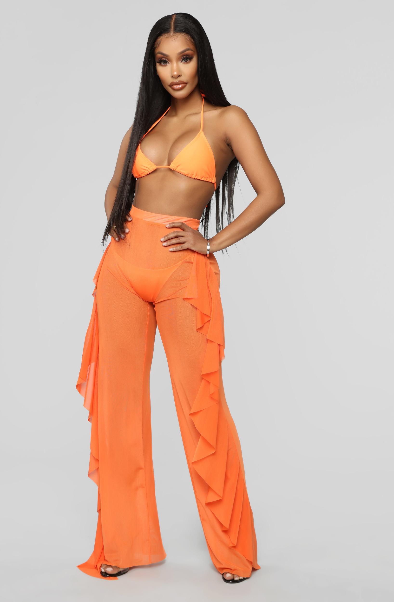 Sunshine See Through Cover Up Pant - Orange Product Image