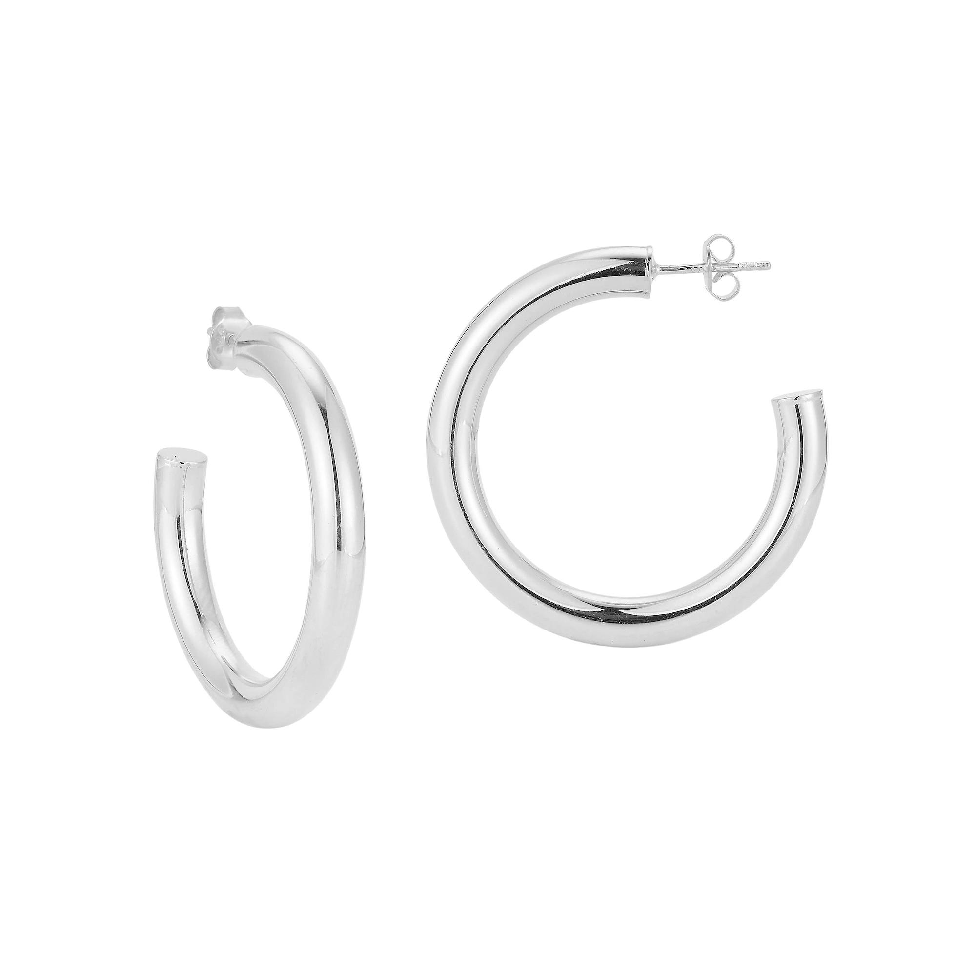Sunkissed Sterling 14k Gold Over Silver Thick Hoop Earrings, Women's, Silver Tone Product Image