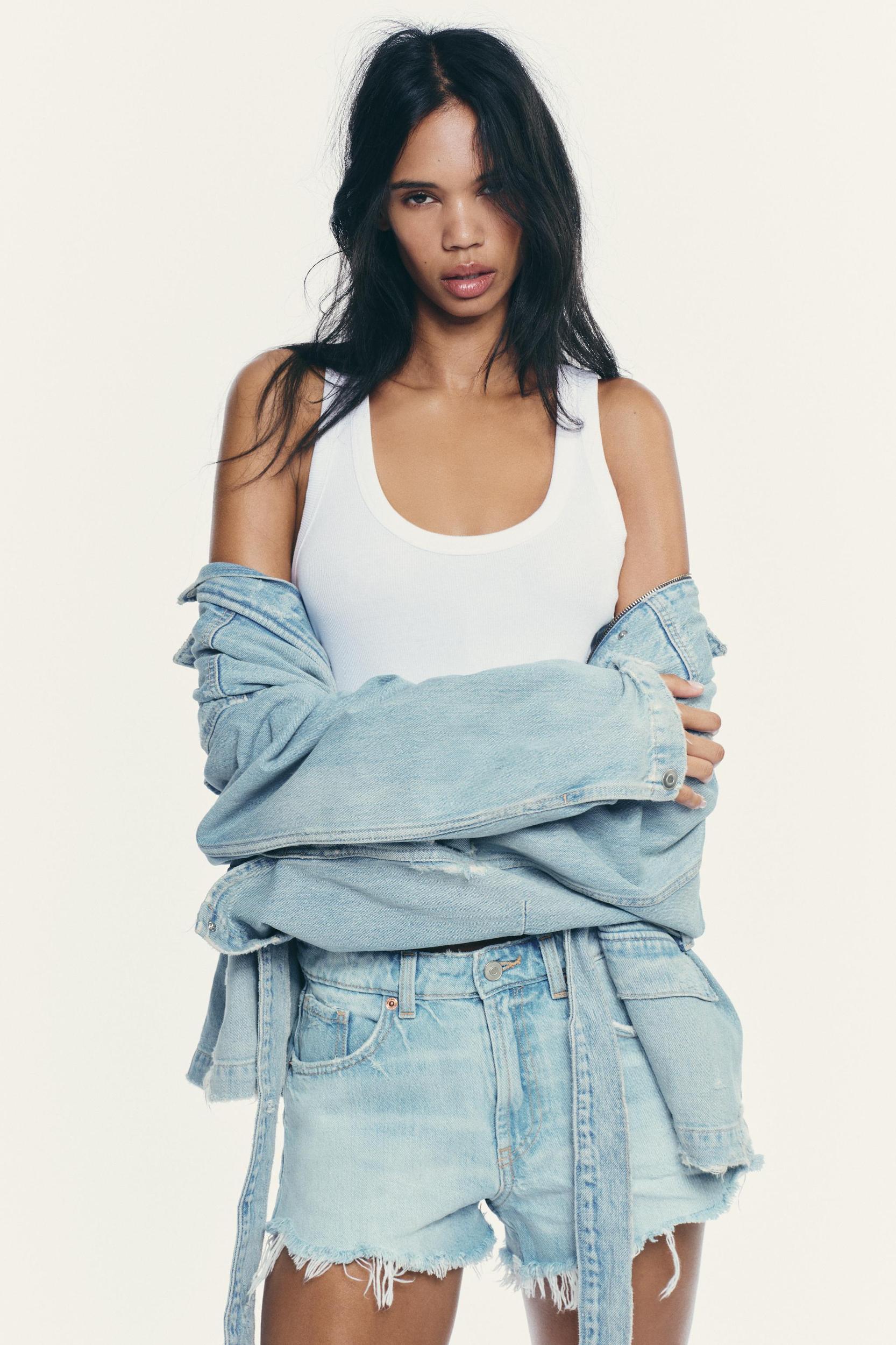 TRF MID-RISE MINI DENIM SHORTS Product Image