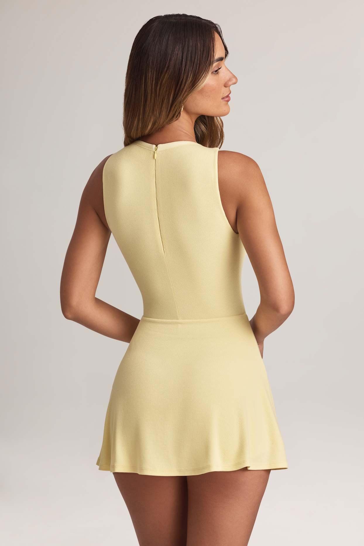 Modal Button-Detail A-Line Mini Dress in Lemon Sherbet Product Image
