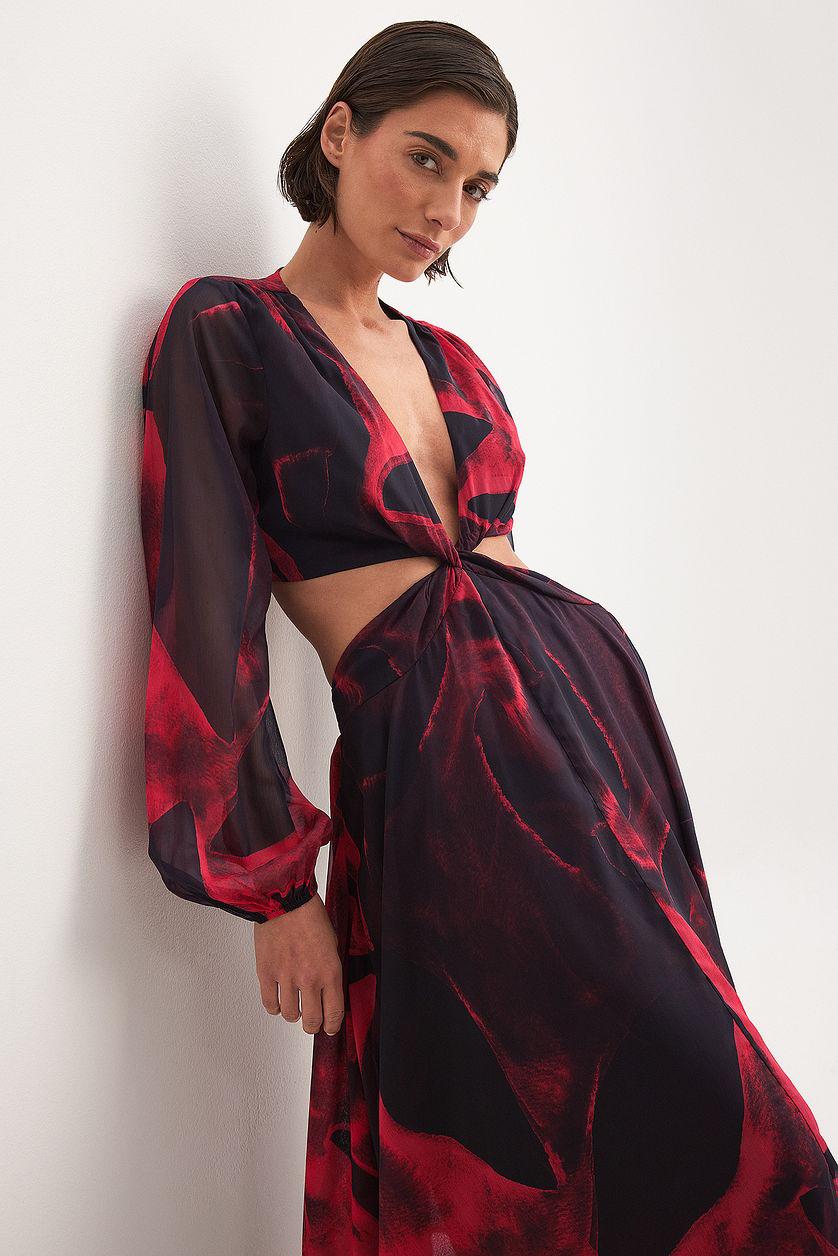 Twist Front Flounce Midi Dress Product Image