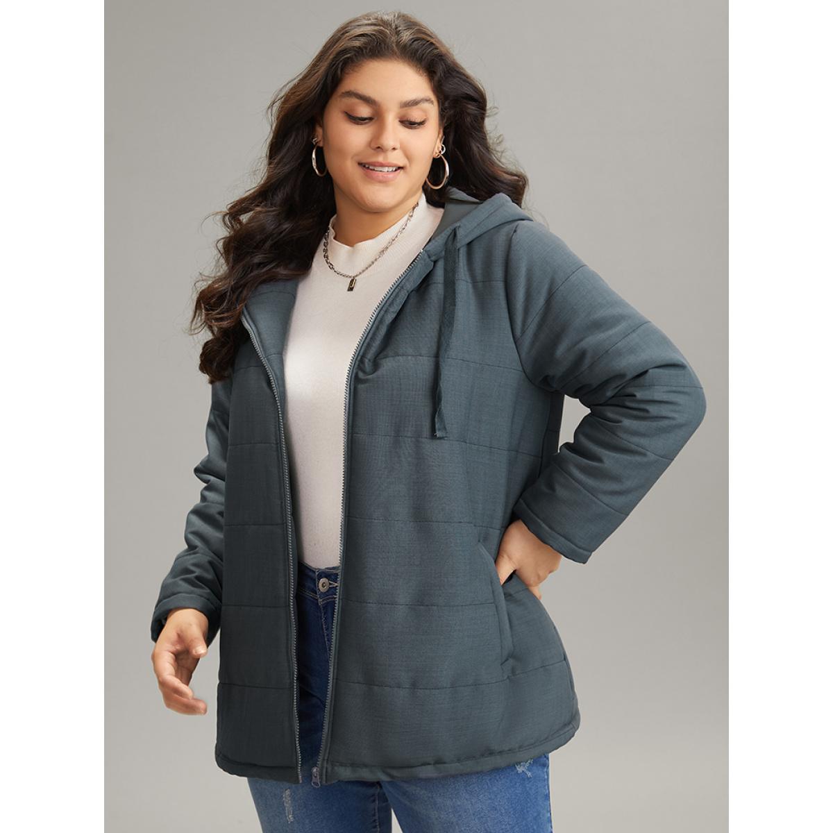 Plus Size Women Dailywear Plain Lined No stretch 22-24/3X Pocket Casual Cotton Jackets BloomChic Product Image