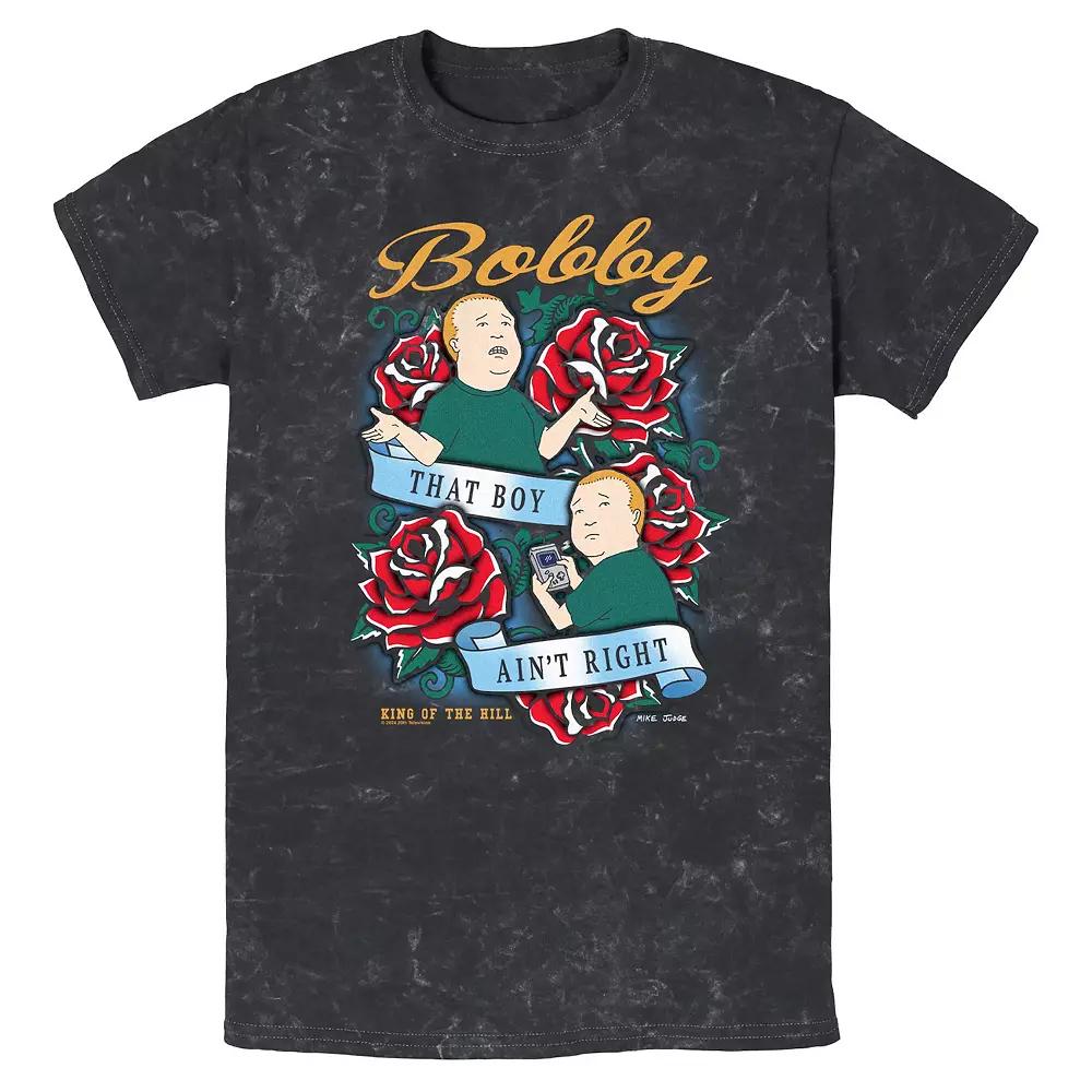 Men's King Of The Hill Bobby Floral Tattoo Mineral Wash Graphic Tee,  Product Image