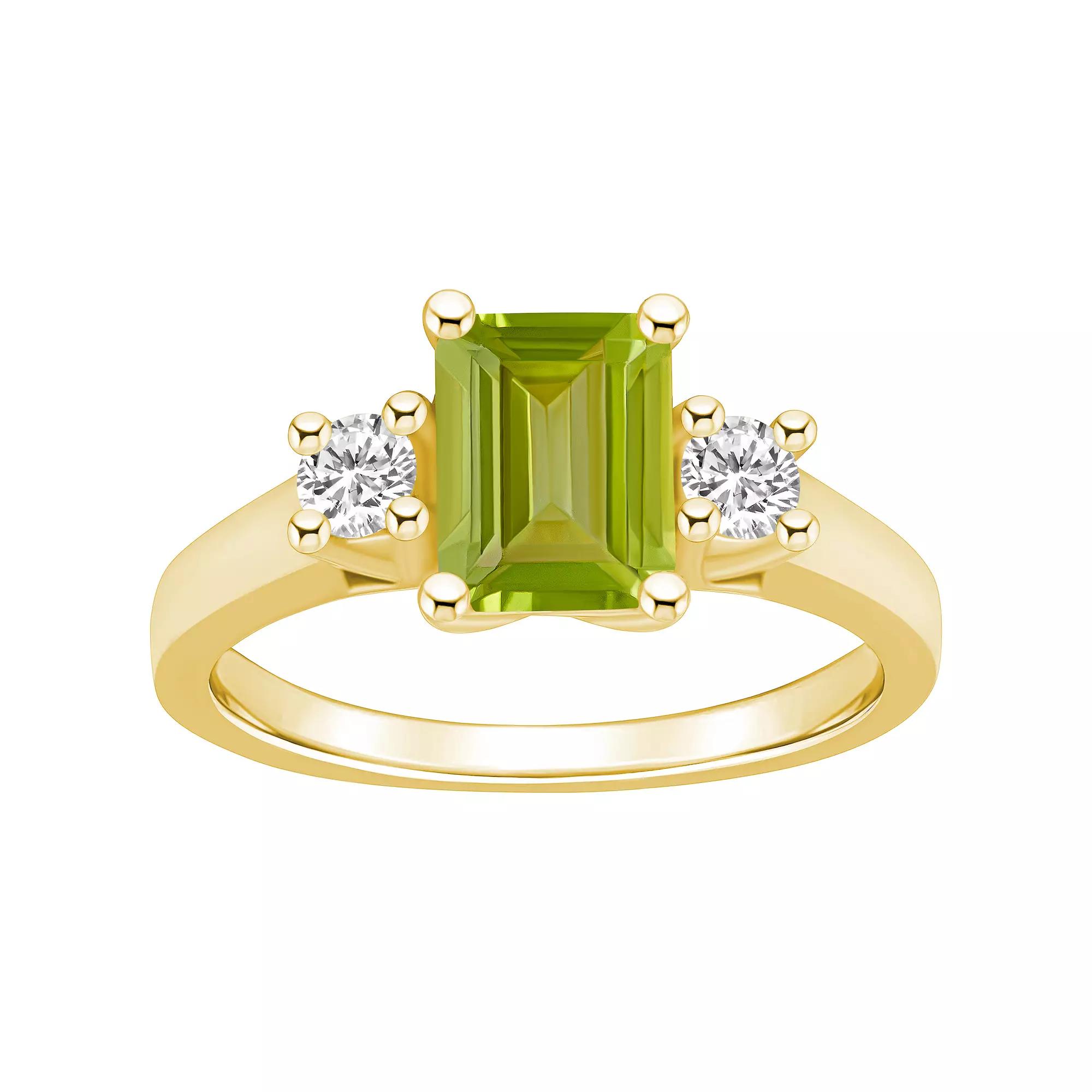 Alyson Layne 14k Gold Emerald Cut Peridot & 1/4 Carat T.W. Diamond Ring, Womens Green Product Image