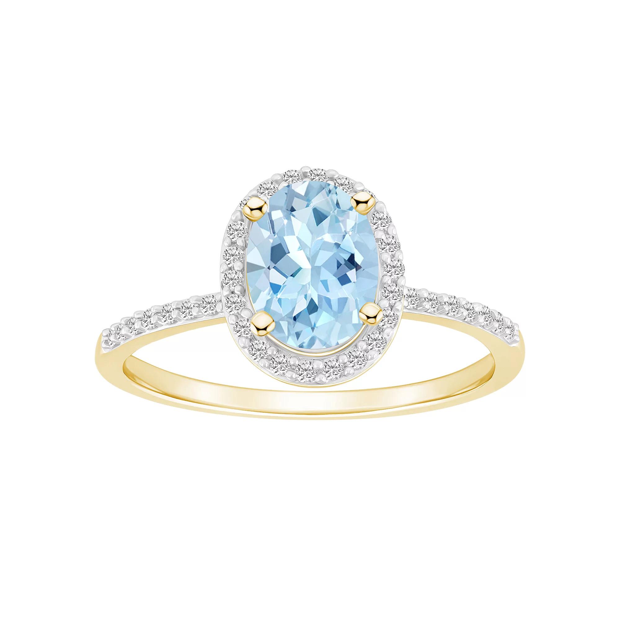 Celebration Gems 10k Gold 8 mm x 6 mm Oval Gemstone & Lab-Created White Sapphire Halo Ring, Women's, Size: 5, Peridot Product Image