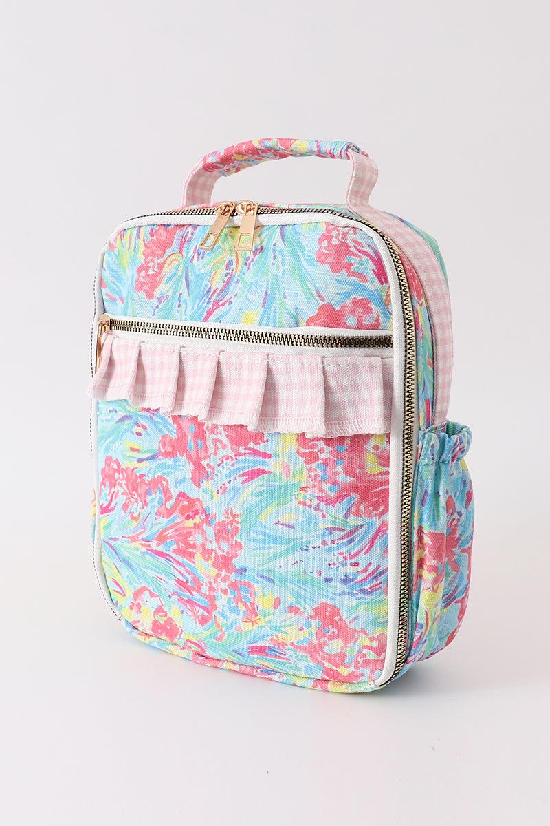 Green floral ruffle lunch bag Product Image