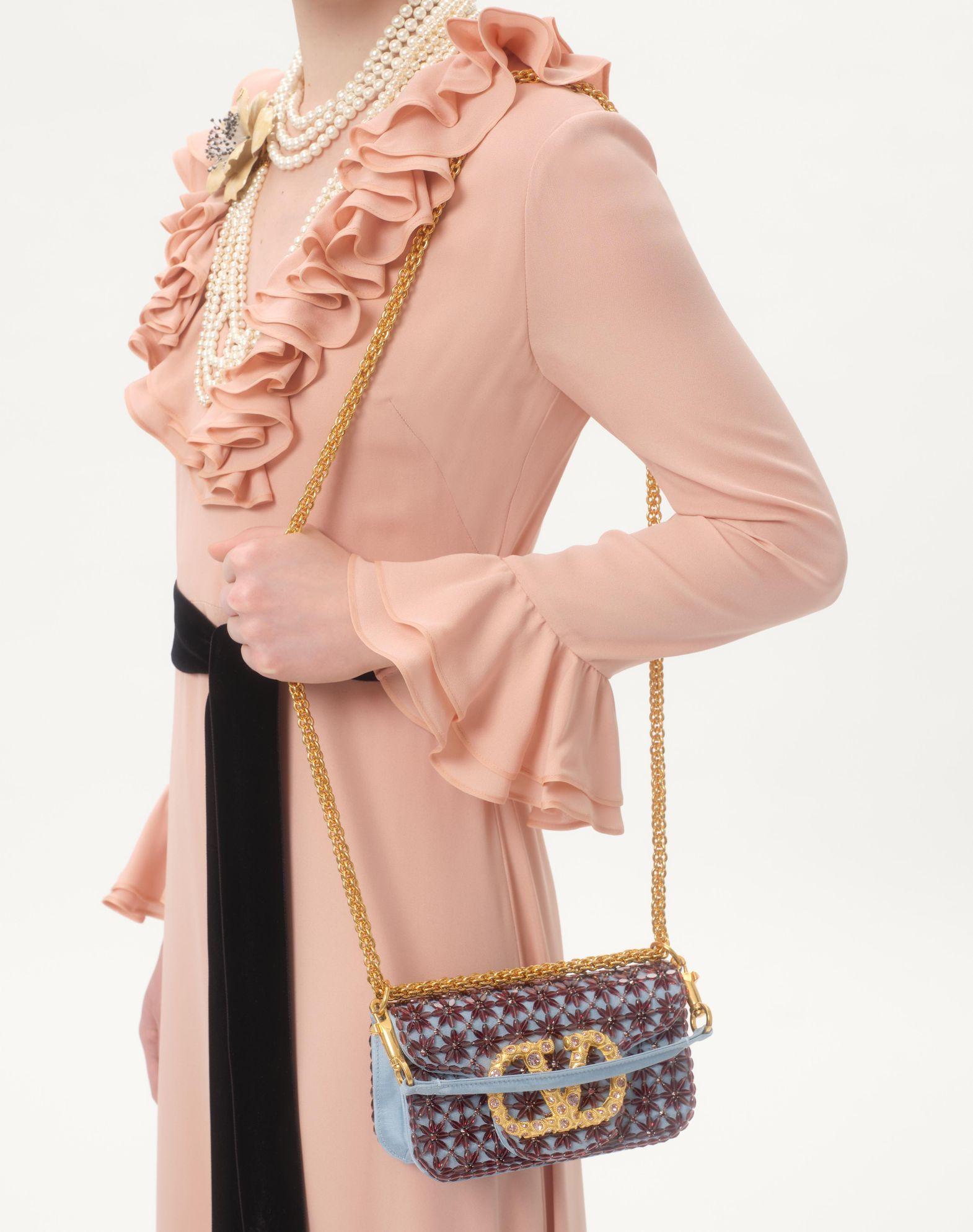 Valentino Garavani Locò Small Shoulder Bag Embroidered With Jewel Logo Product Image