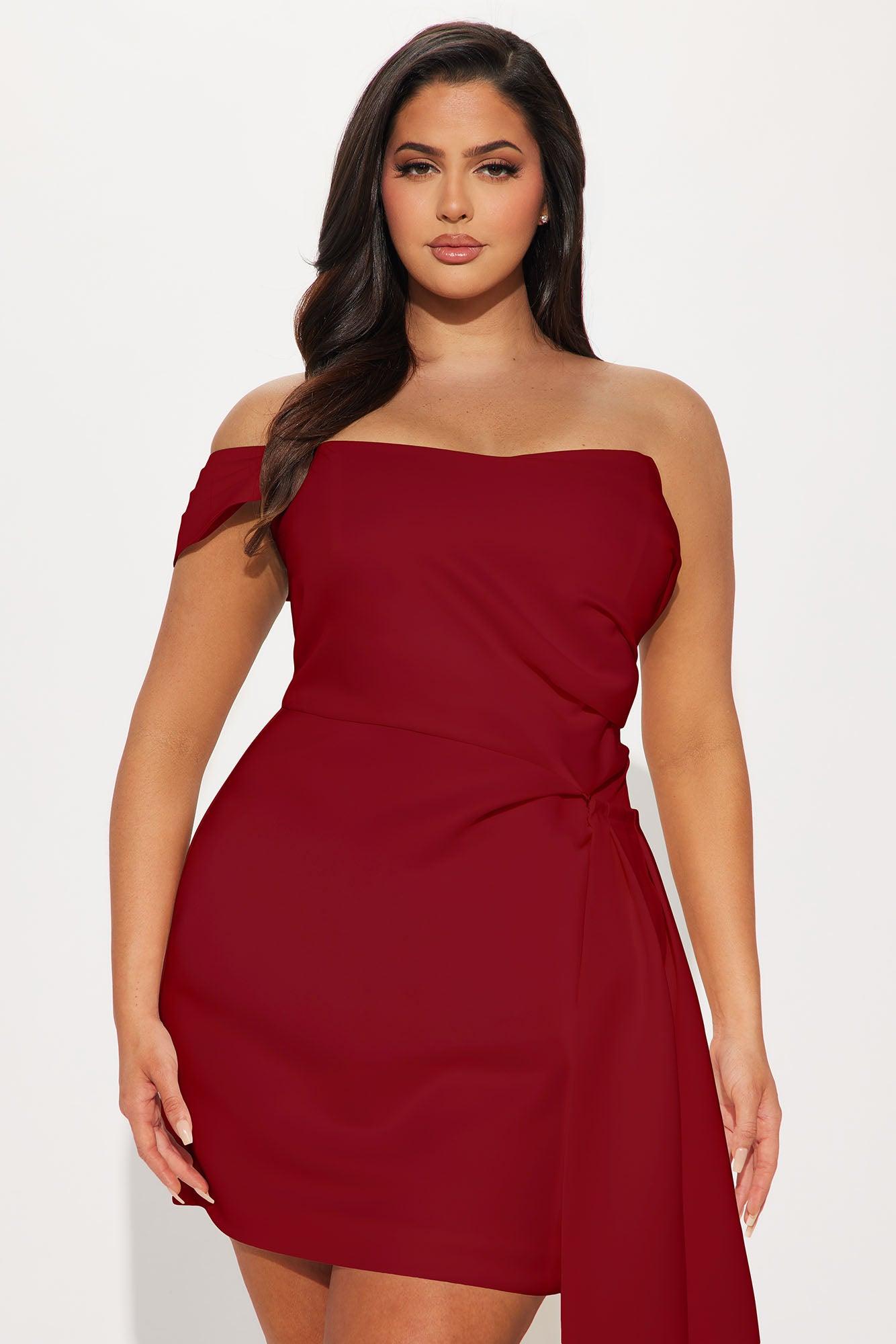 Isabella Removable Train Satin Mini Dress - Wine Female Product Image