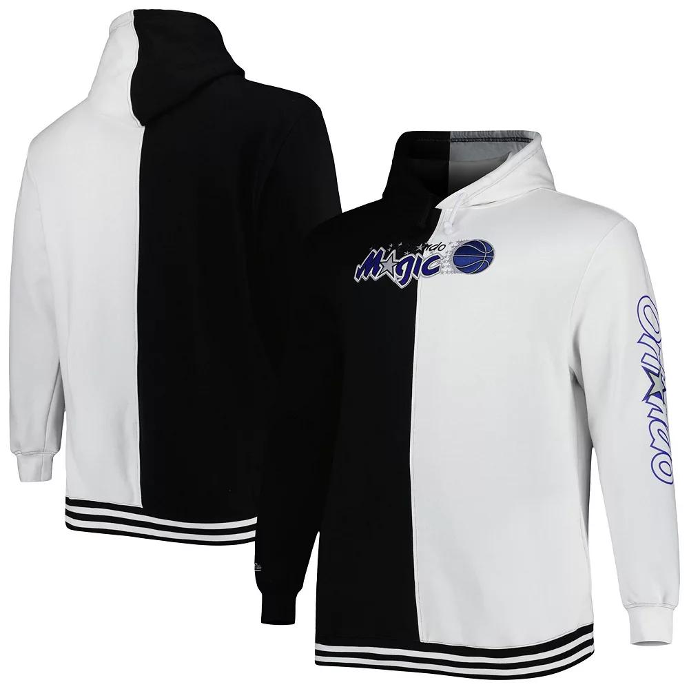Men's Mitchell & Ness Black/White Orlando Magic Big & Tall Hardwood Classics Split Pullover Hoodie, Size: XLT, Mag Black Product Image