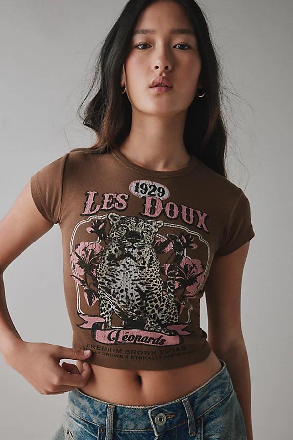 Les Doux Leopard Graphic Baby Tee Womens at Urban Outfitters Product Image