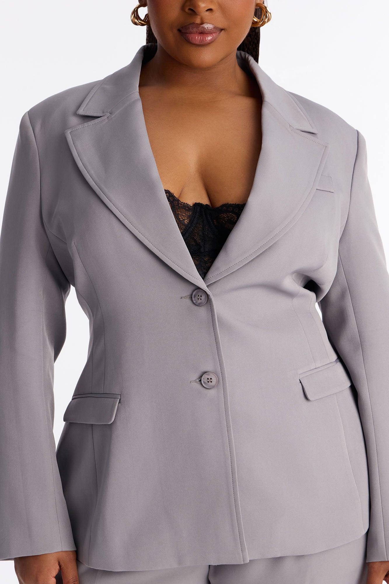 Kendall Hourglass Fitted Blazer - Grey Female Product Image