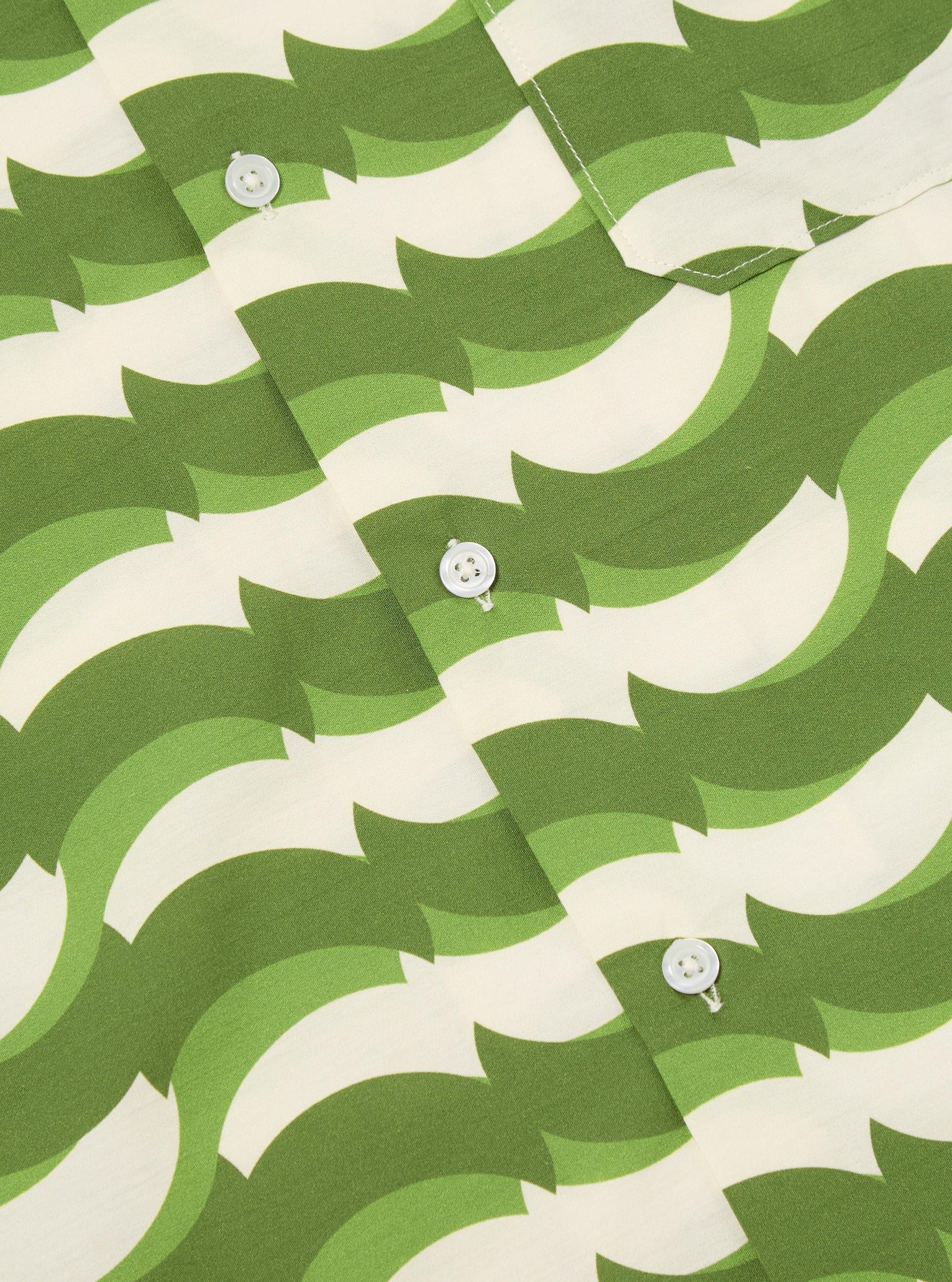 Green Geo Wave Print Cotton Road Shirt Product Image