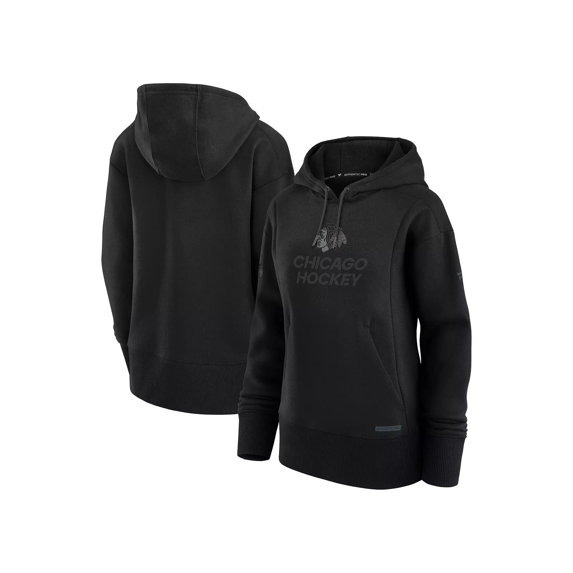 Women's Fanatics Black Chicago Blackhawks Authentic Pro Road Pullover Hoodie,  Product Image
