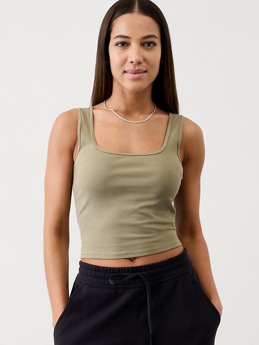 Signature Rib Square Neck Crop Tank Product Image