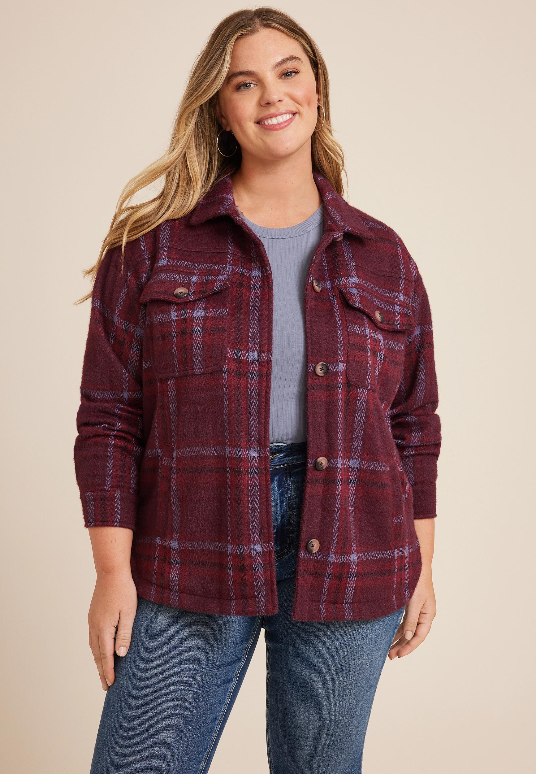 Maurices Plus Size Womens Shoreline Shortsie Plaid Shacket Product Image