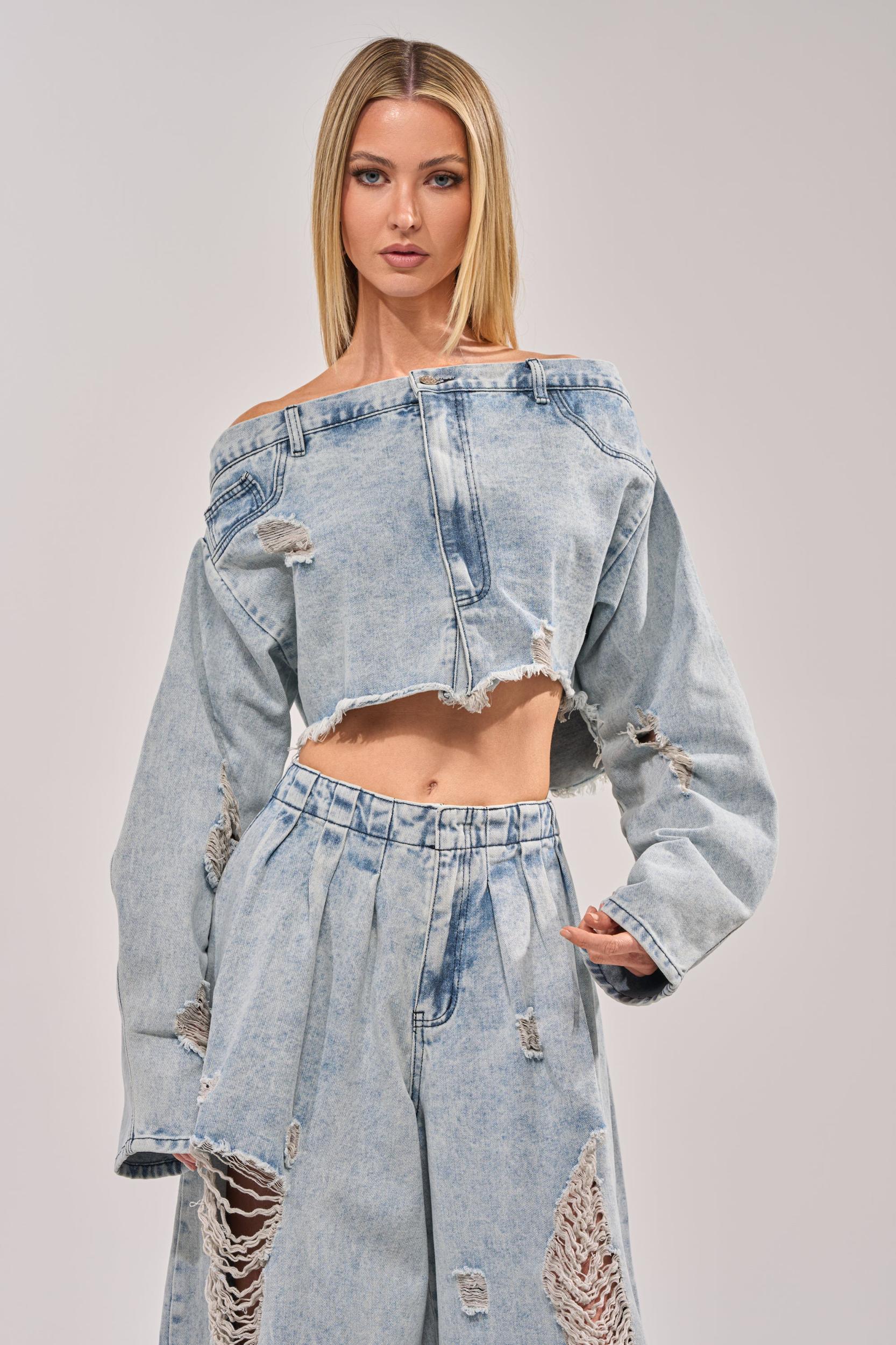 CAMILLE DENIM BLOUSE Product Image
