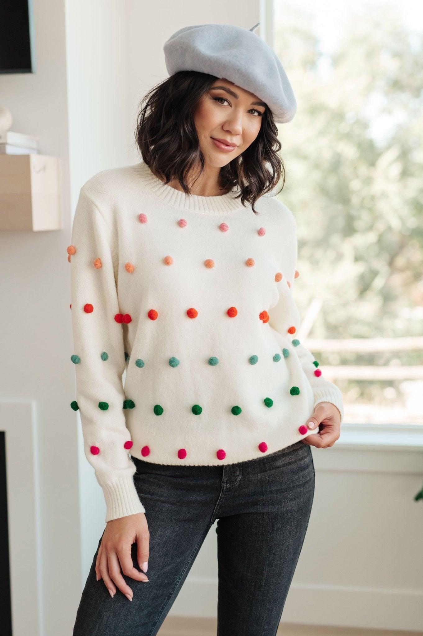 Candy Buttons Pom Detail Sweater (Online Exclusive) Product Image