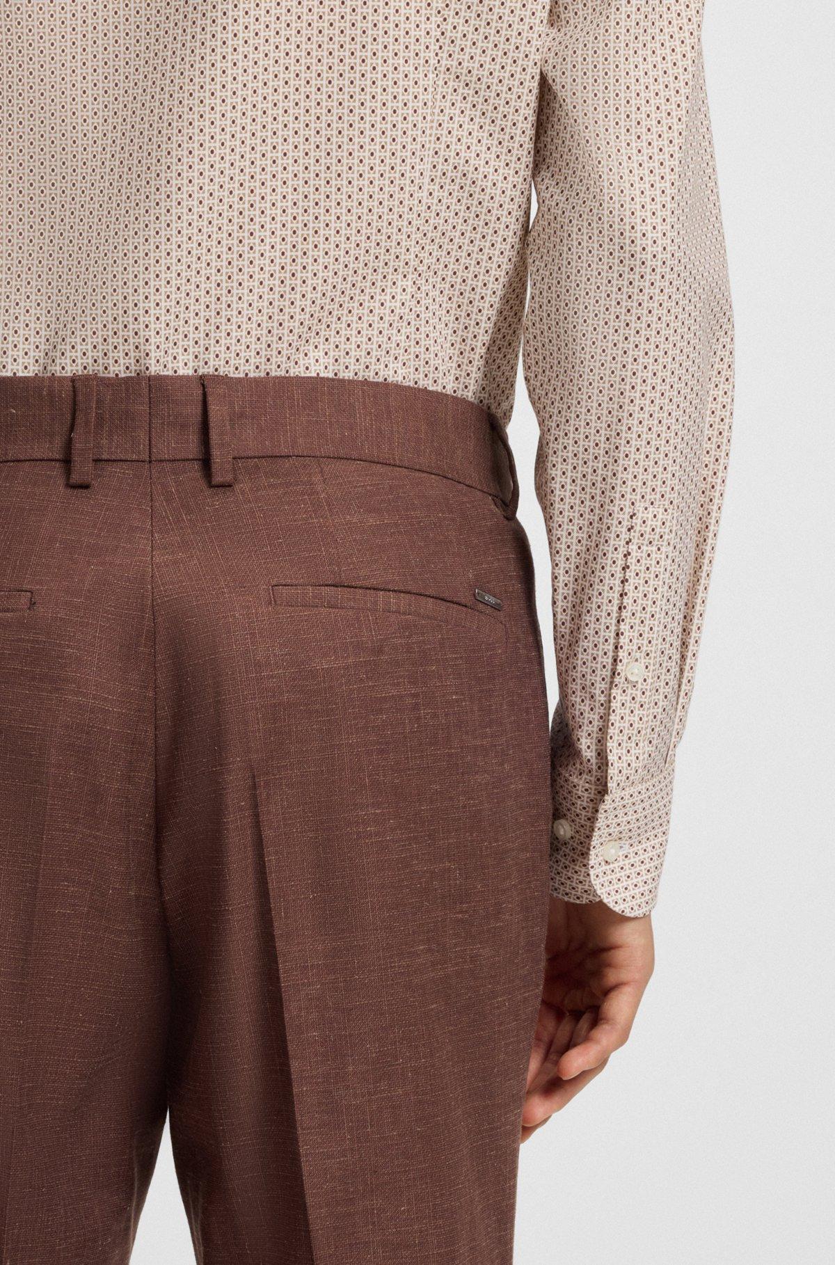 Slim-fit trousers in patterned stretch fabric Product Image