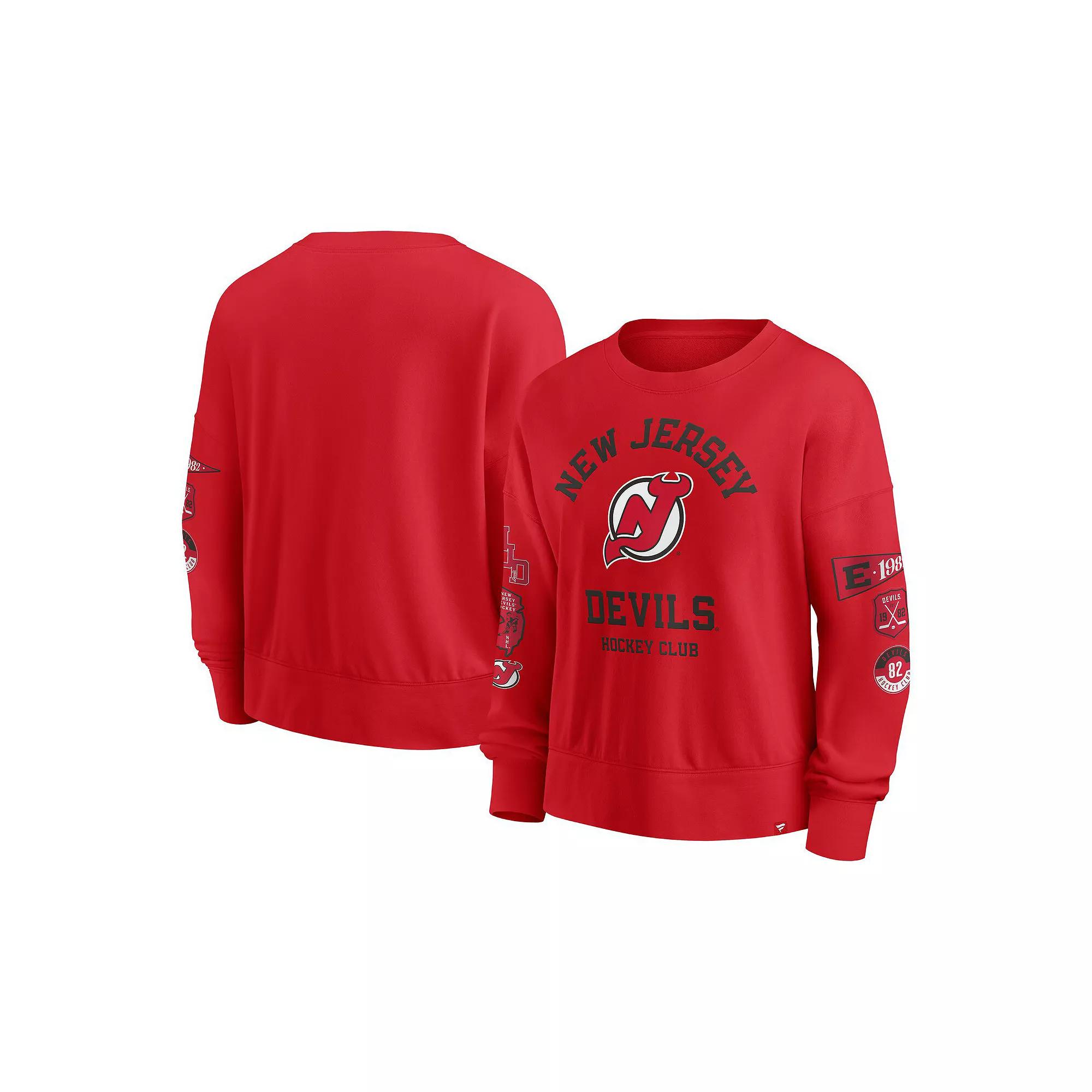 Women's Fanatics Red New Jersey Devils Go Team Pullover Sweatshirt,  Product Image