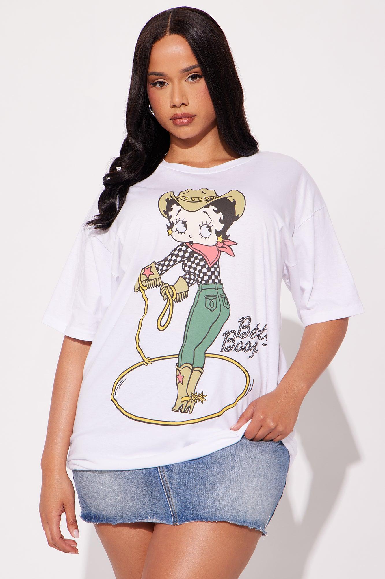Betty Boop Cowgirl Oversized Tee - White Product Image